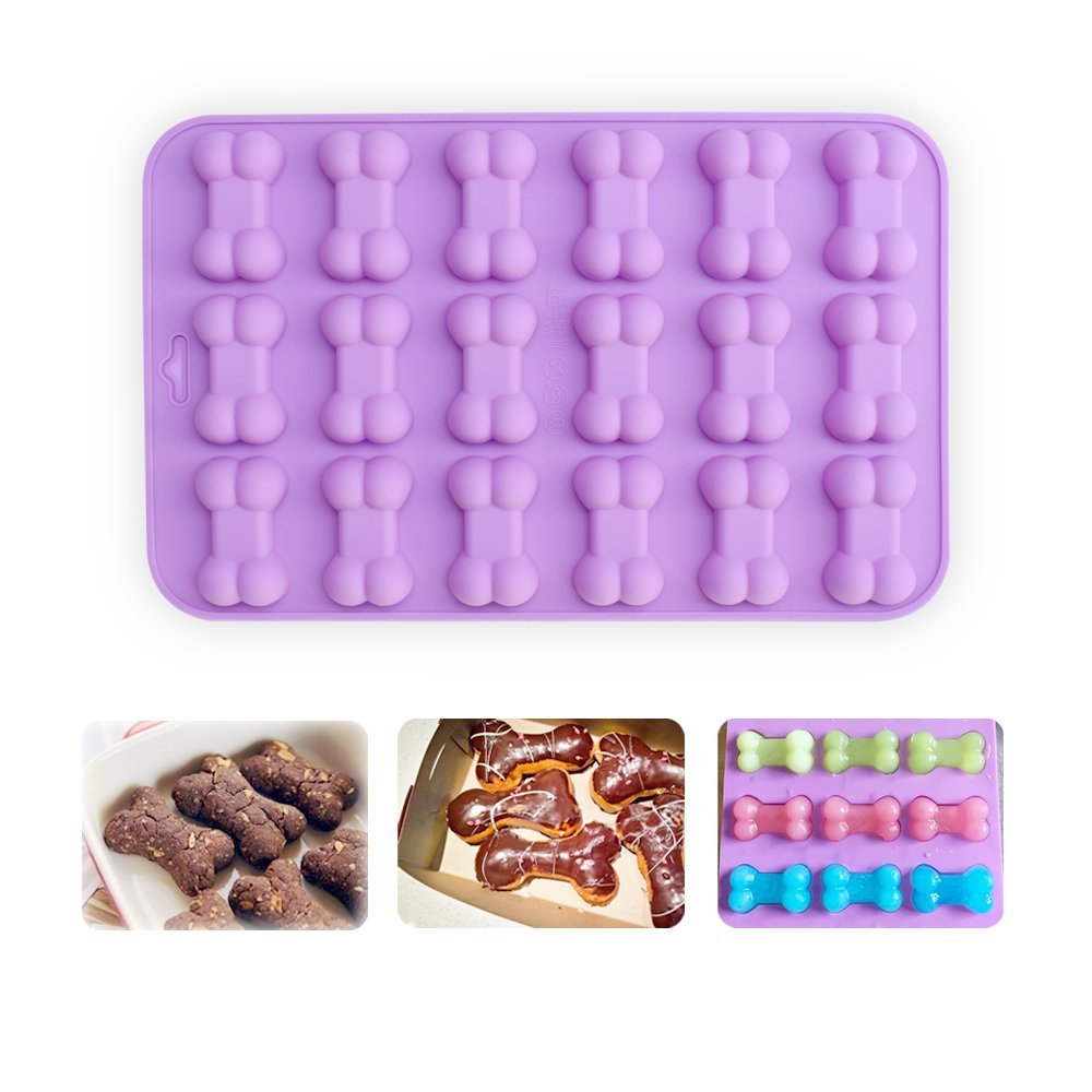 Premium Non-Stick Food Grade Silicone Dog Treat Molds - 6 Cavity Jumbo Paw & Bone Shapes for Chocolate, Candy, Jelly, Ice Cubes - Perfect for DIY Dog Treats, Baking & Party Favors (Set of 4)