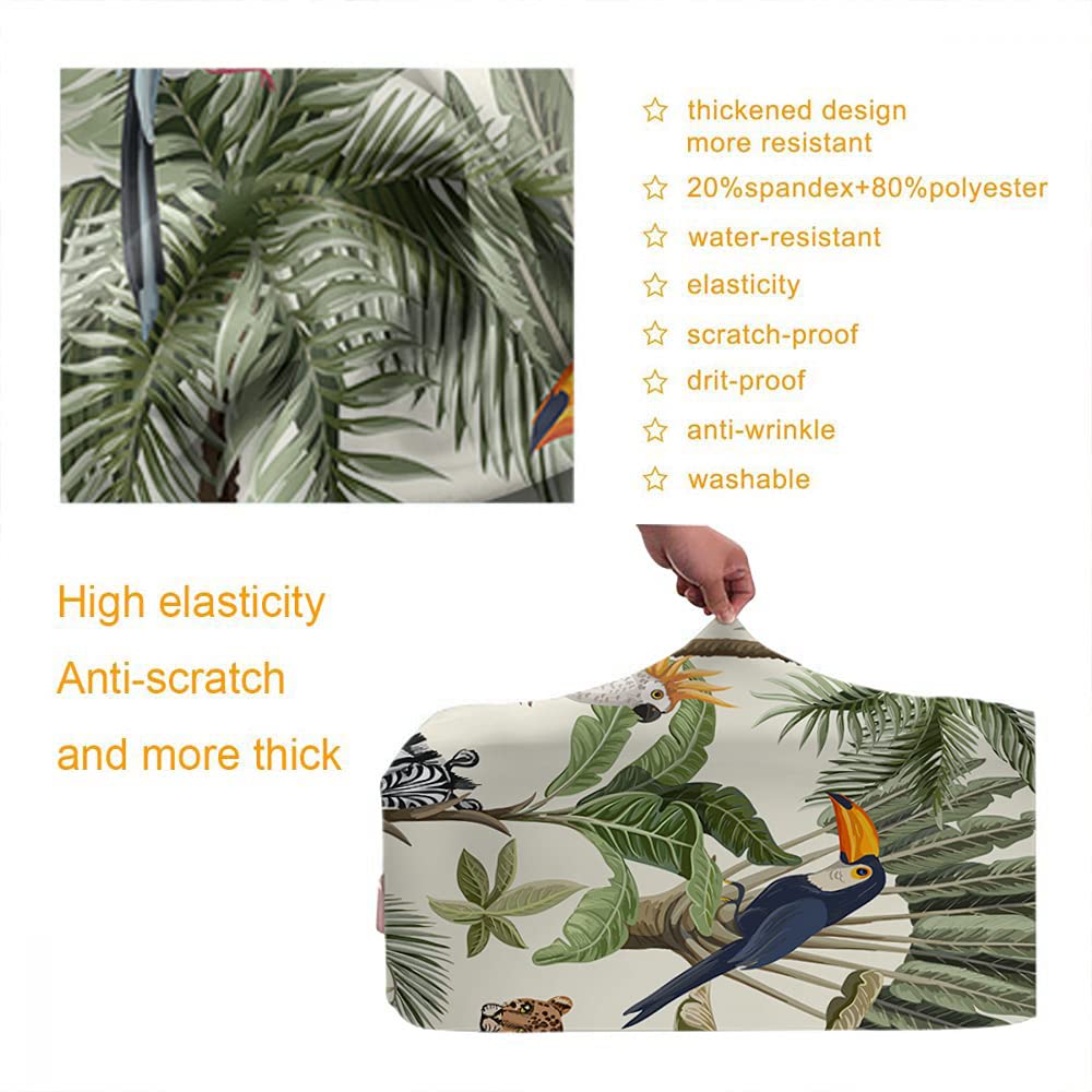 Washable Elastic Luggage Cover with Concealed Zipper - Exotic Animal Print (Monkey, Parrot, Toucan, Zebra, Leopard) Fits 18-21 Inch Suitcases - Perfect for Travel, Vacation & Airplane Use - Colorful Suitcase Protector for Kids & Adults