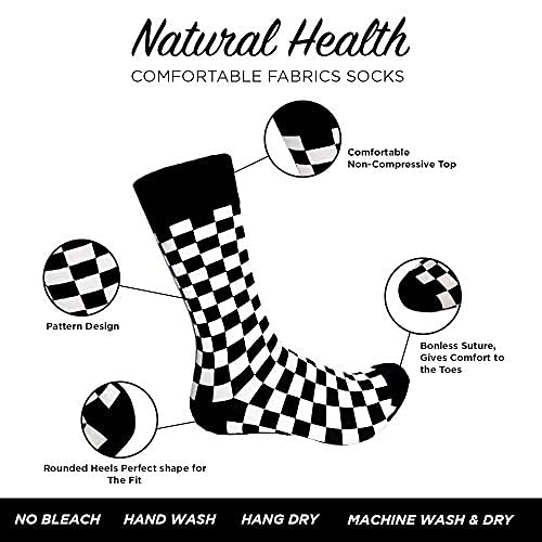 Stylish Men's Checkerboard Skateboard Socks - Novelty Crew Socks for Shoe Size 6-12 (White & Red) | Perfect for Skateboarding, Casual Wear & Unique Gifts