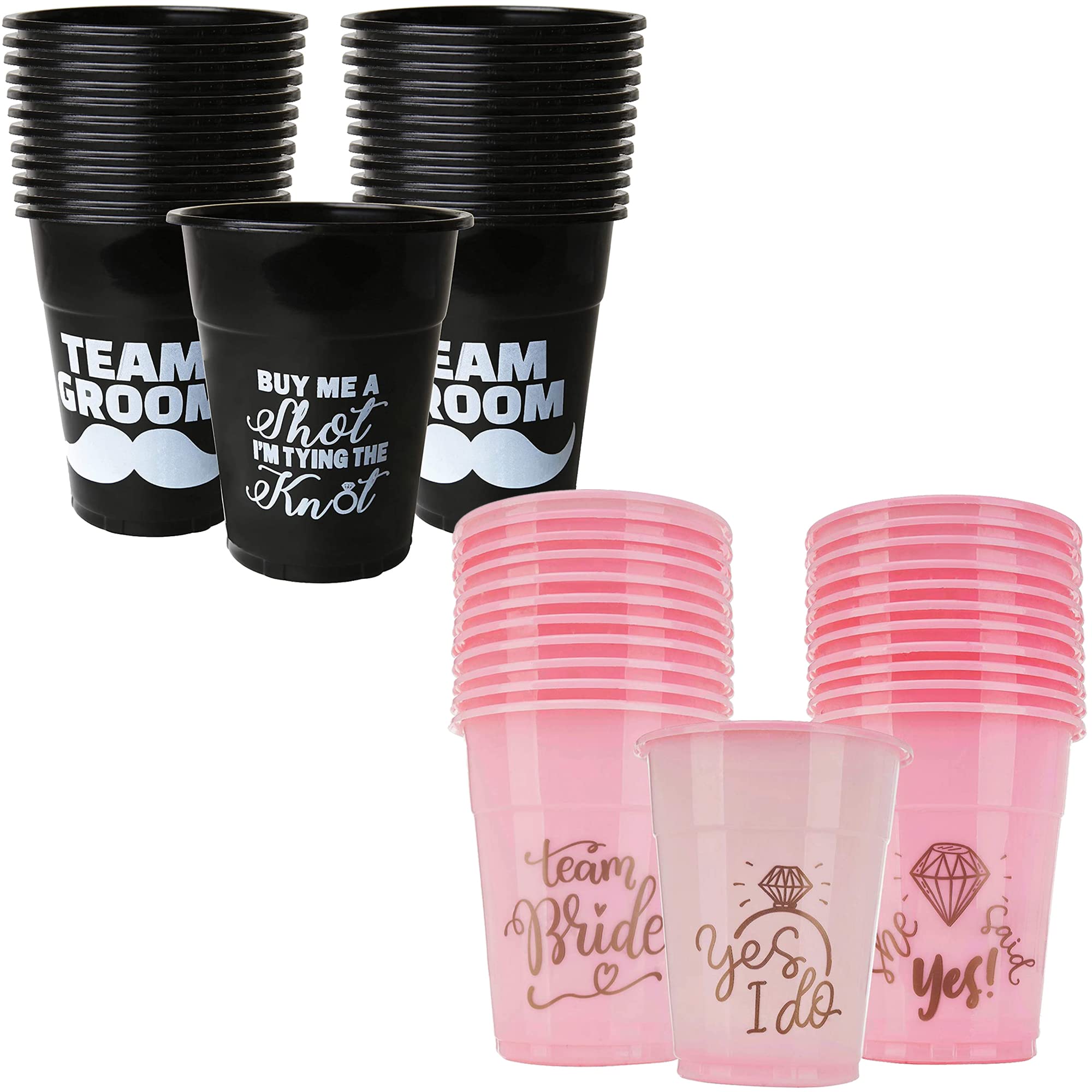 Neliblu Bachelor Party Supplies - Team Groom & Team Bridal Bachelorette Party Cups - Pack of 25 Plastic Drinking Cups for Wedding, Engagement & Stag Party Decorations - Perfect for Bridal Showers, Bachelor Parties & Wedding Receptions