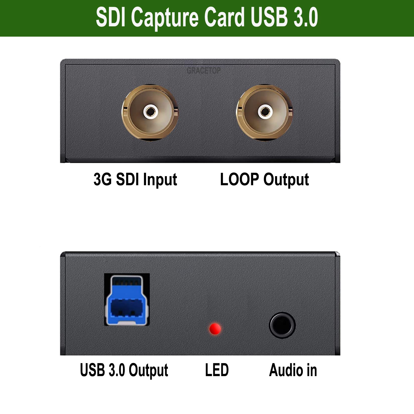 SDI Video Capture Card - SDI to USB 3.0 HD Video Recorder 1080P for Live Streaming & Recording | Professional NGame Capture Device with SDI Pass Through for Gaming, Webcasting & Video Production