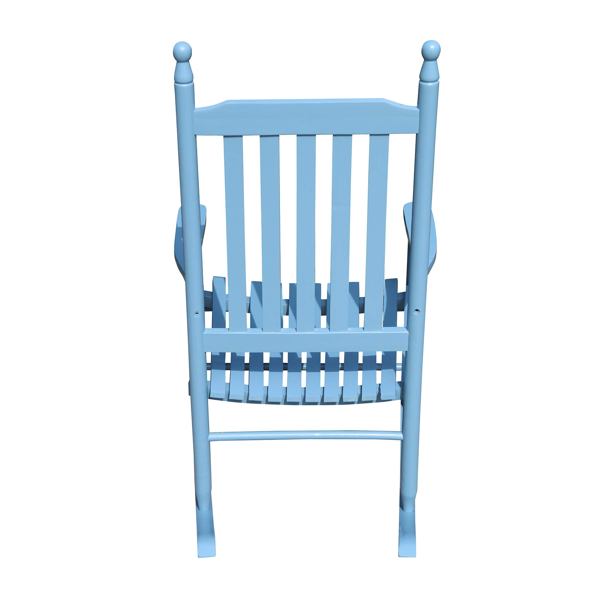 Knocbel Solid Wood Rocking Chair - Comfortable Porch Rocker with Slatted Backrest & Seat - Indoor/Outdoor High-Back Lounge Chair for Patio, Balcony, Lawn & Pool Deck - 280lbs Weight Capacity - Blue - Perfect for Relaxing, Reading & Enjoying Outdoor Spaces