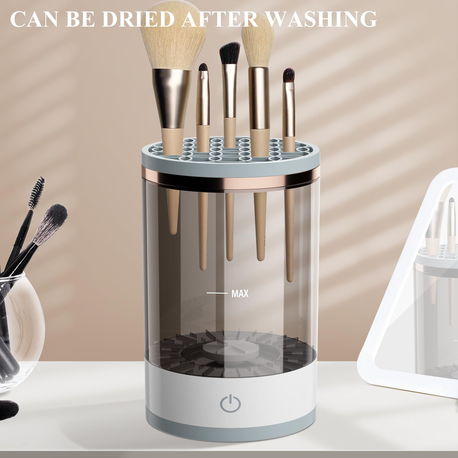 Electric Makeup Brush Cleaner with Cleaning Mat - Automatic Spinning Cosmetic Brush Cleaner for All Brush Sizes | Fast & Gentle Cleaning for Foundation, Blush, Eyeshadow & More | Perfect for Home & Professional Makeup Artists