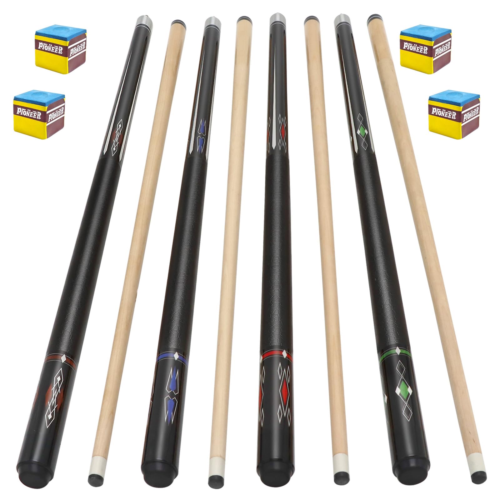 Premium Maple Wood Pool Cue Stick Set - 4 Professional 58
