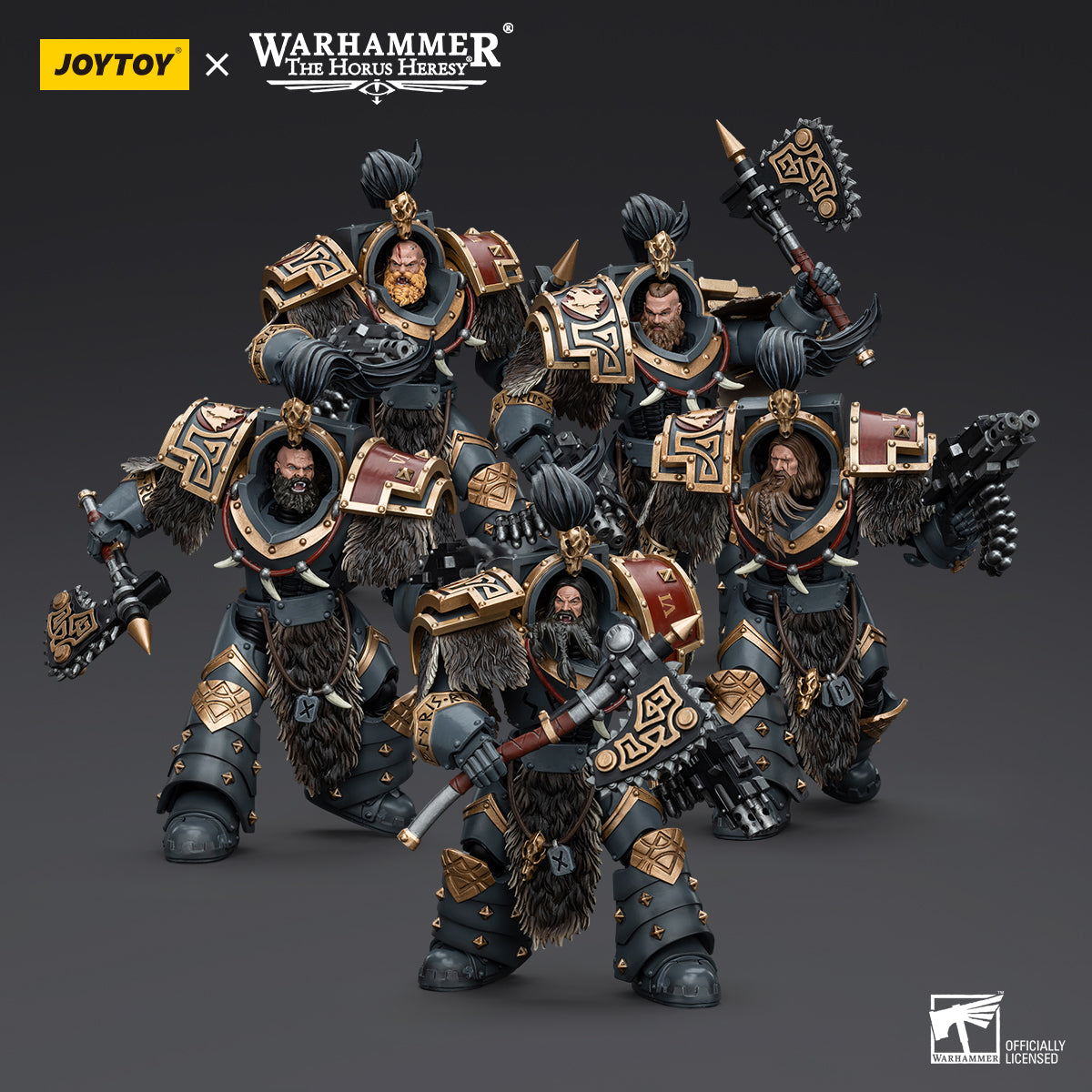 JOYTOY 1/18 Scale Warhammer The Horus Heresy Space Wolves Varagyr Wolf Guard Squad Action Figures - Collectible Miniatures for Tabletop Gaming & Display