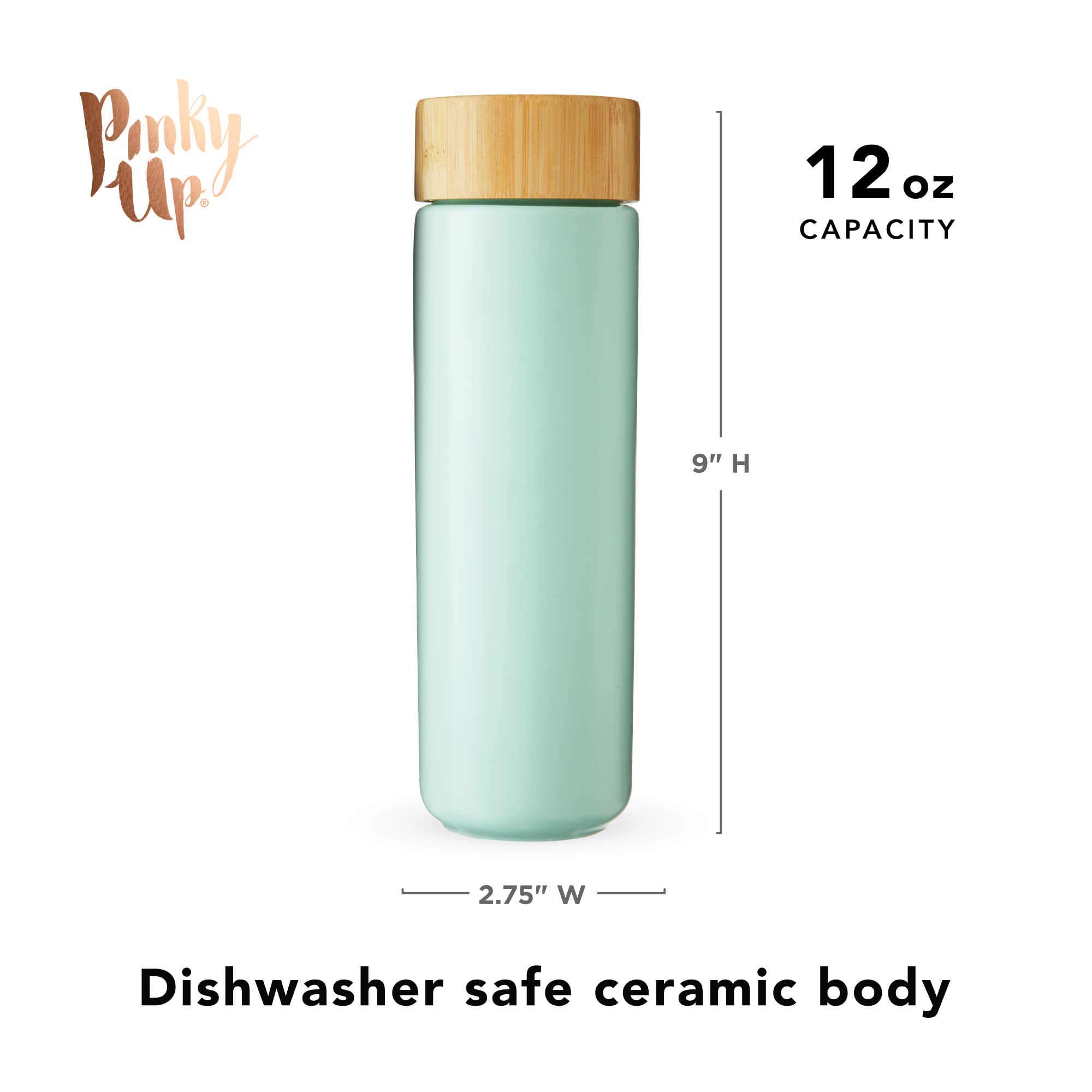 Pinky Up Tatyana Ceramic Tea Infuser Mug with Stainless Steel Filter & Bamboo Lid - 12oz Turquoise Tea Cup - Perfect for Loose Leaf Tea, Herbal Tea & Office/Home Use