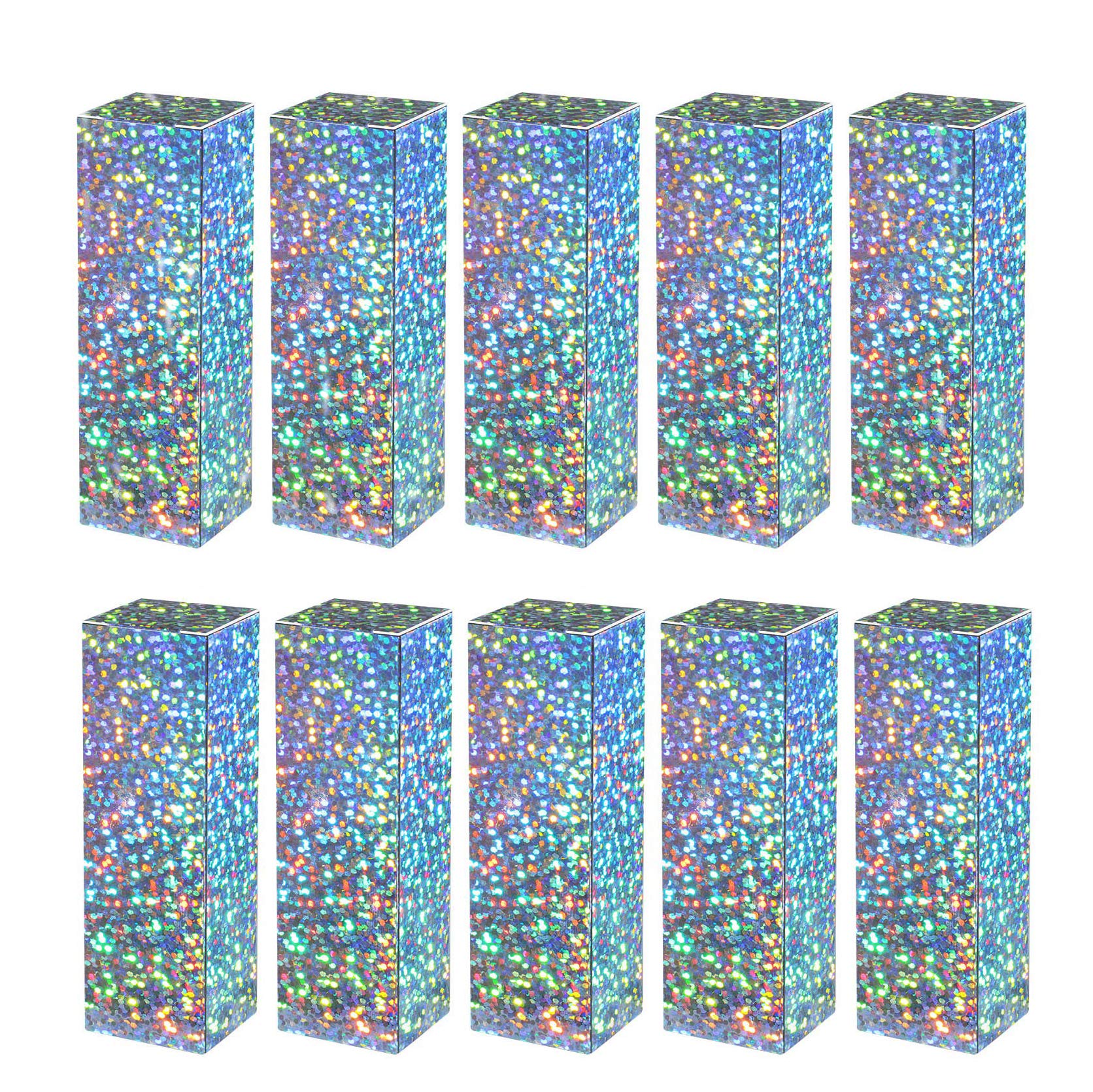 100 Pcs Silver Kraft Paper Gift Boxes for Lipstick, Lip Gloss, Cosmetics & Essential Oils - Shiny Laser Packaging for Makeup, Favor Storage & Retail Display - Perfect for Beauty Salons, Weddings & DIY Gift Wrapping