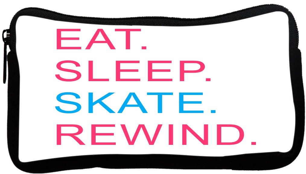 Eat Sleep Skate Rewind Pink and Blue Neoprene Pencil Case - Durable School & Office Supplies for Students, Artists & Professionals (dky-Neo-pc41159) - Perfect for School, Work, Travel & Art Storage