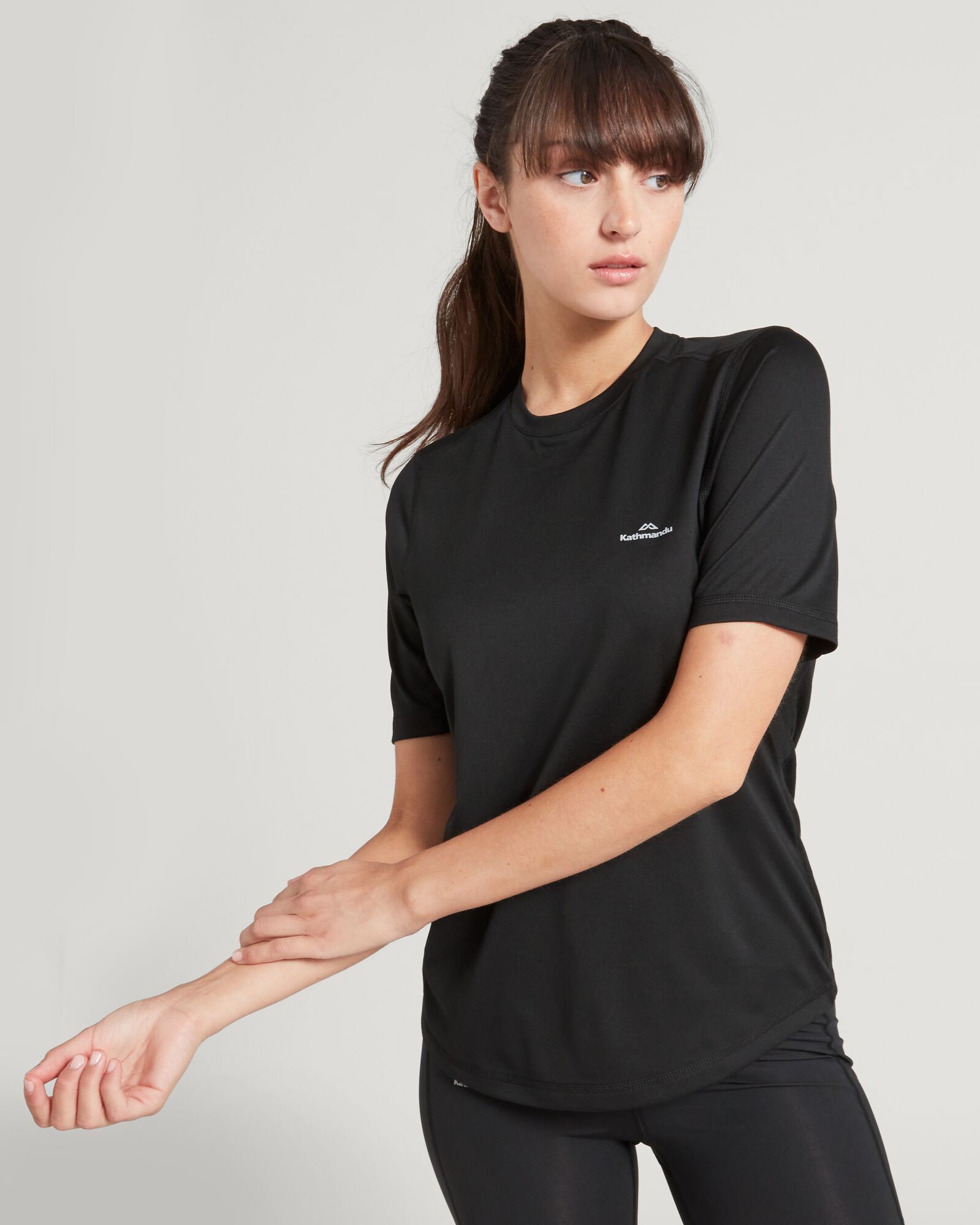 Accion Women's DriMOTION Short Sleeve Moisture Wicking Active T-Shirt - Black - Perfect for Running, Yoga & Gym Workouts