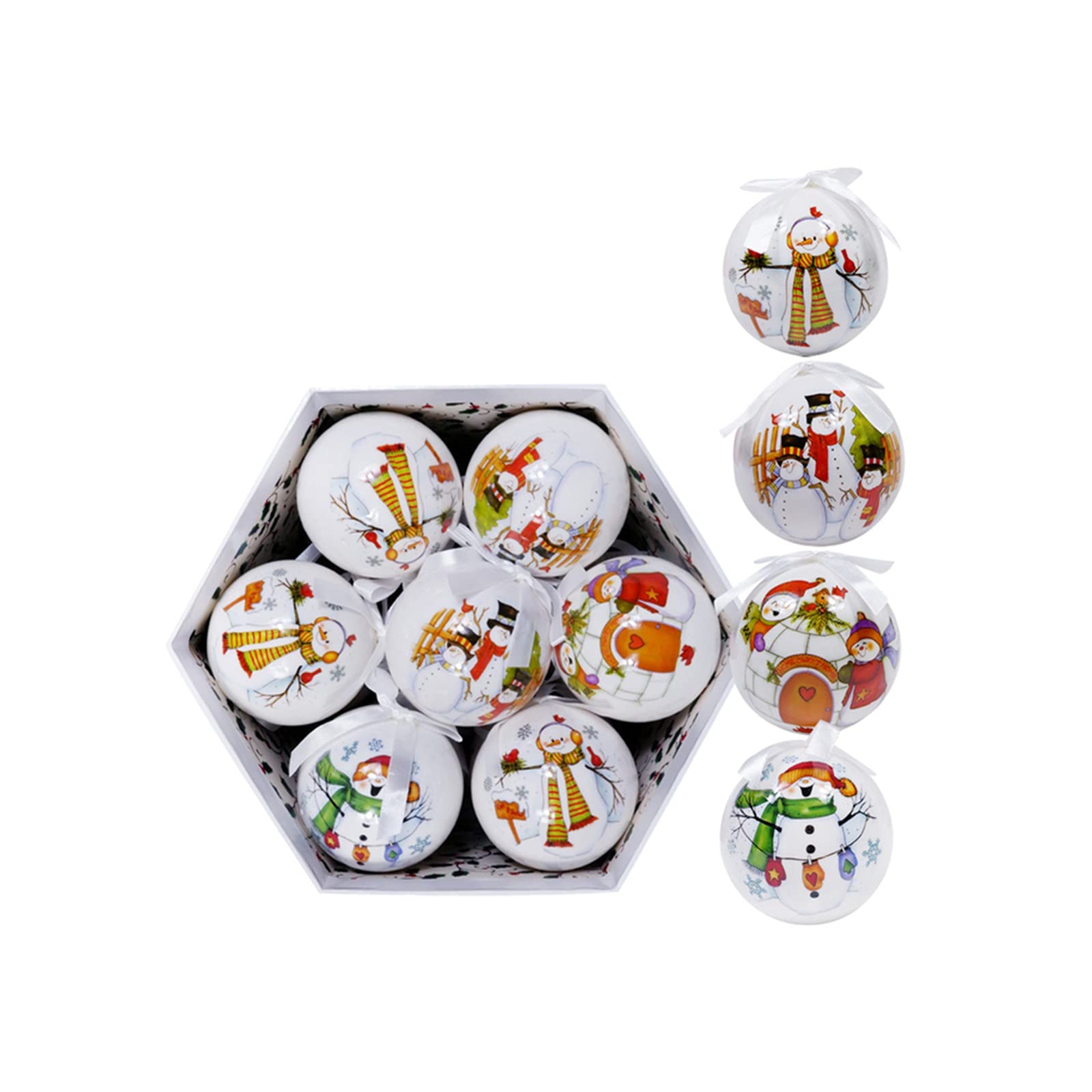 14 PCS Christmas Tree Decorations - Shatterproof Ornament Balls with Snowmen Design for Xmas Tree, Home, Party & Holiday Decor - Perfect for Indoor & Outdoor Christmas Decorating