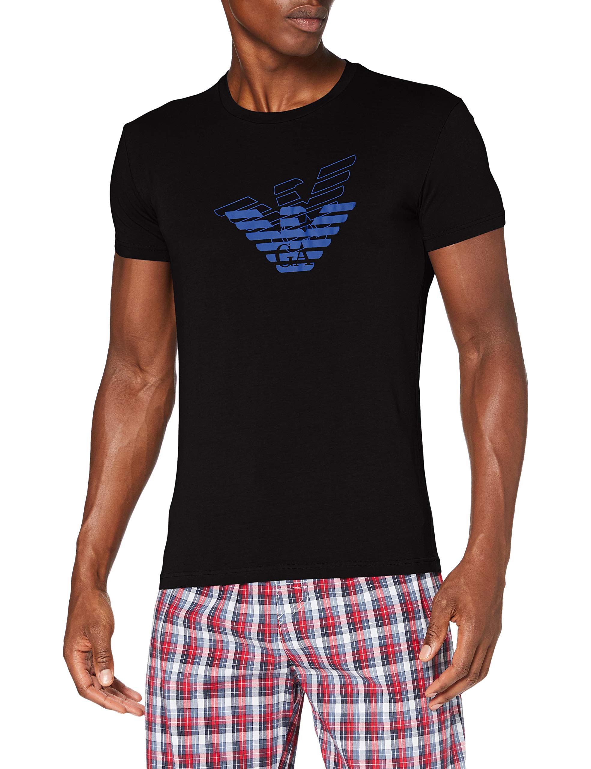 Emporio Armani Men's Double Eagle Crew Neck T-Shirt | Premium Cotton Casual Tee for Everyday Wear | Gym, Office & Weekend Outfits