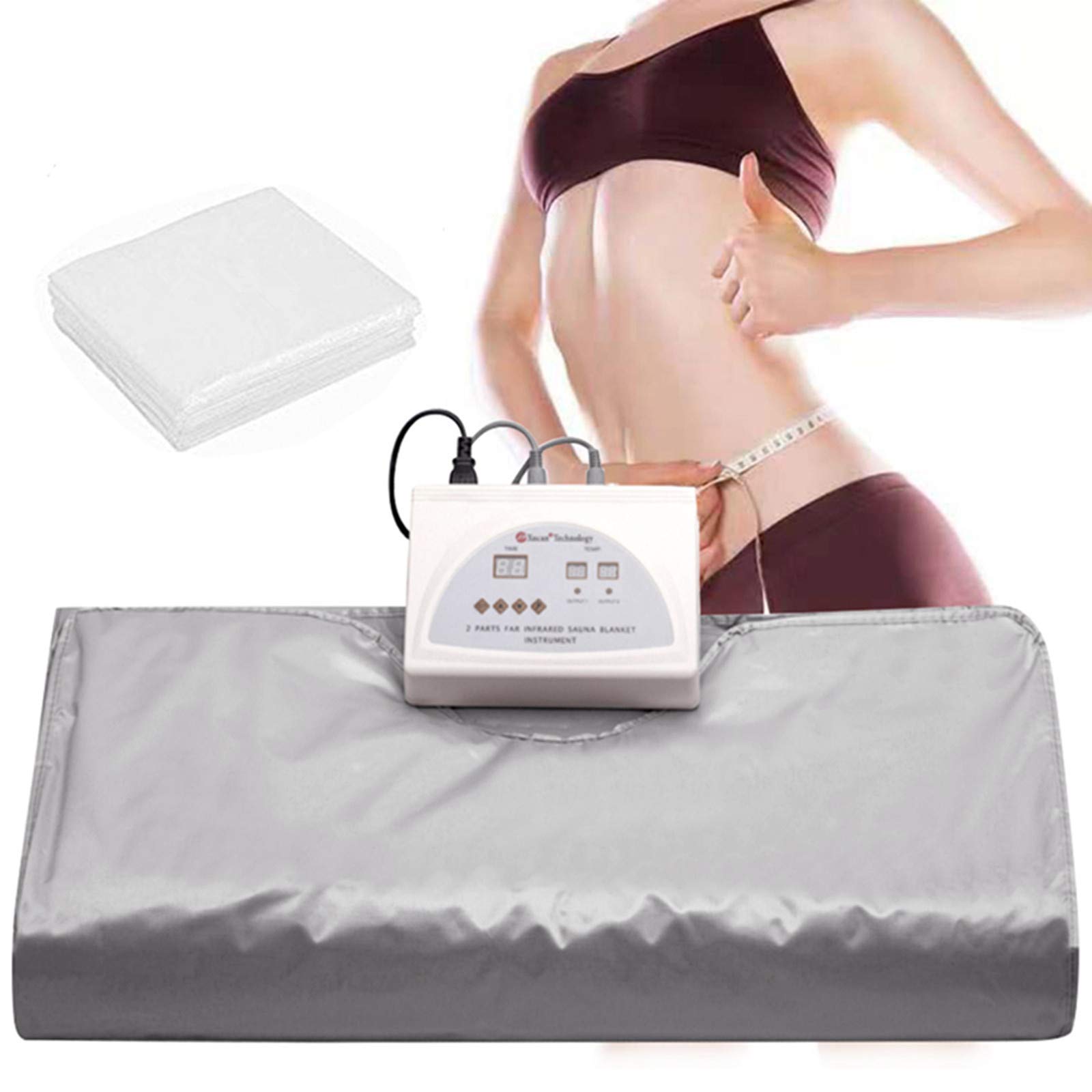 Barbella Far Infrared Sauna Blanket - 2 Zone Digital Heating Portable Sauna for Home Use, Detox Therapy with 50 Plastic Sheets, Professional Weight Loss & Relaxation (Gray) | Perfect for Spa, Yoga & Post-Workout Recovery