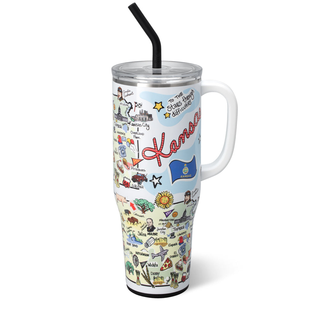 40oz Kansas Mega Mug - Large Insulated Stainless Steel Tumbler for Coffee, Tea & Cold Drinks - Perfect for Travel, Camping & Office Use
