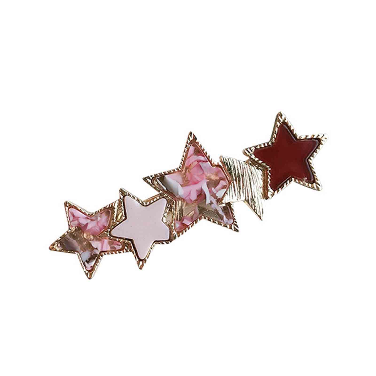 Cute Pink Star Hair Clip Barrette for Women & Girls - Decorative Geometric Hair Pin Headpiece Accessory for Parties, Weddings & Everyday Wear