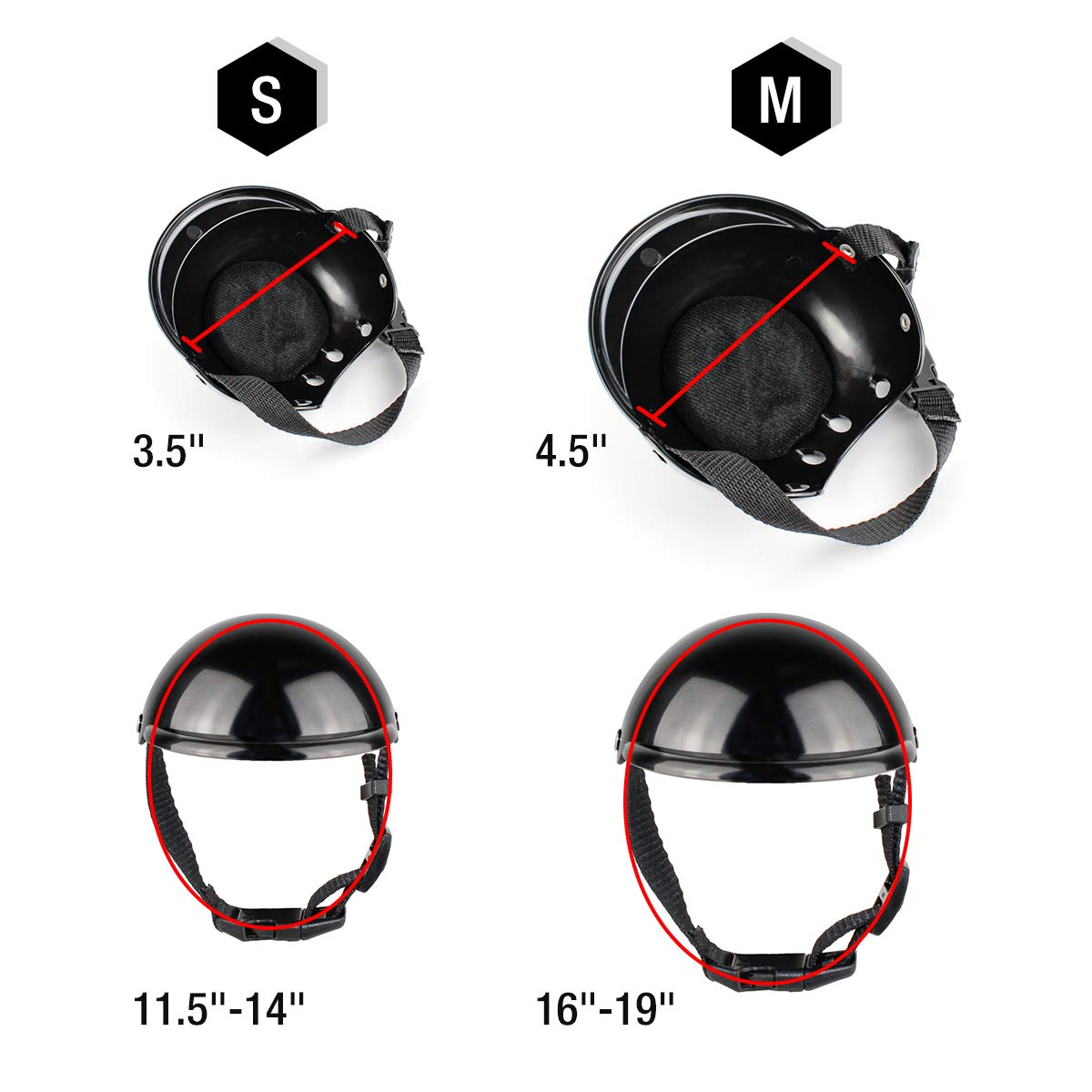 Small Dog Helmet - Adjustable Puppy Crash Helmet for Motorcycle & Bike Riding Safety - Black
