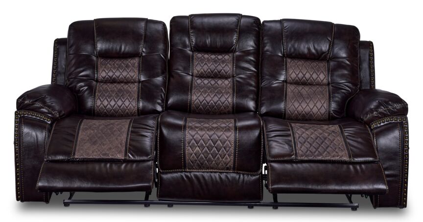 Commodore Reclining Sofa - Brown Leather Living Room Couch with Adjustable Backrest | Perfect for Home Theater, Family Room & Relaxation