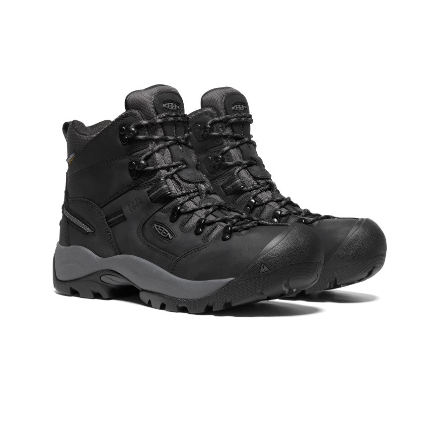 Men's Pittsburgh Energy 6 Waterproof Work Boot with Carbon Toe - Black/Forged Iron - Durable Safety Boots for Construction, Hiking & Outdoor Work