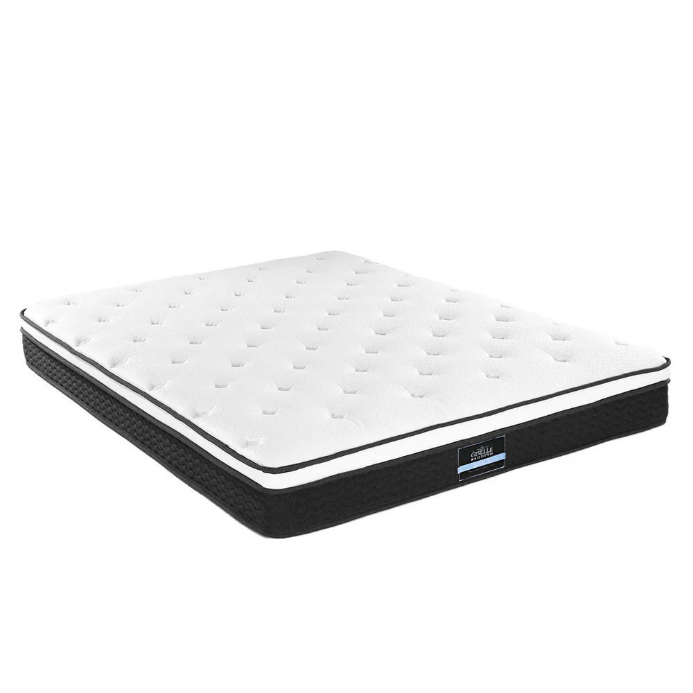 Albany Boucle Upholstered Bed Frame with Bonita Pillow Top Medium Firm Mattress Set - Queen Size, Double Package for Modern Bedroom, Guest Room & Dorm Decor