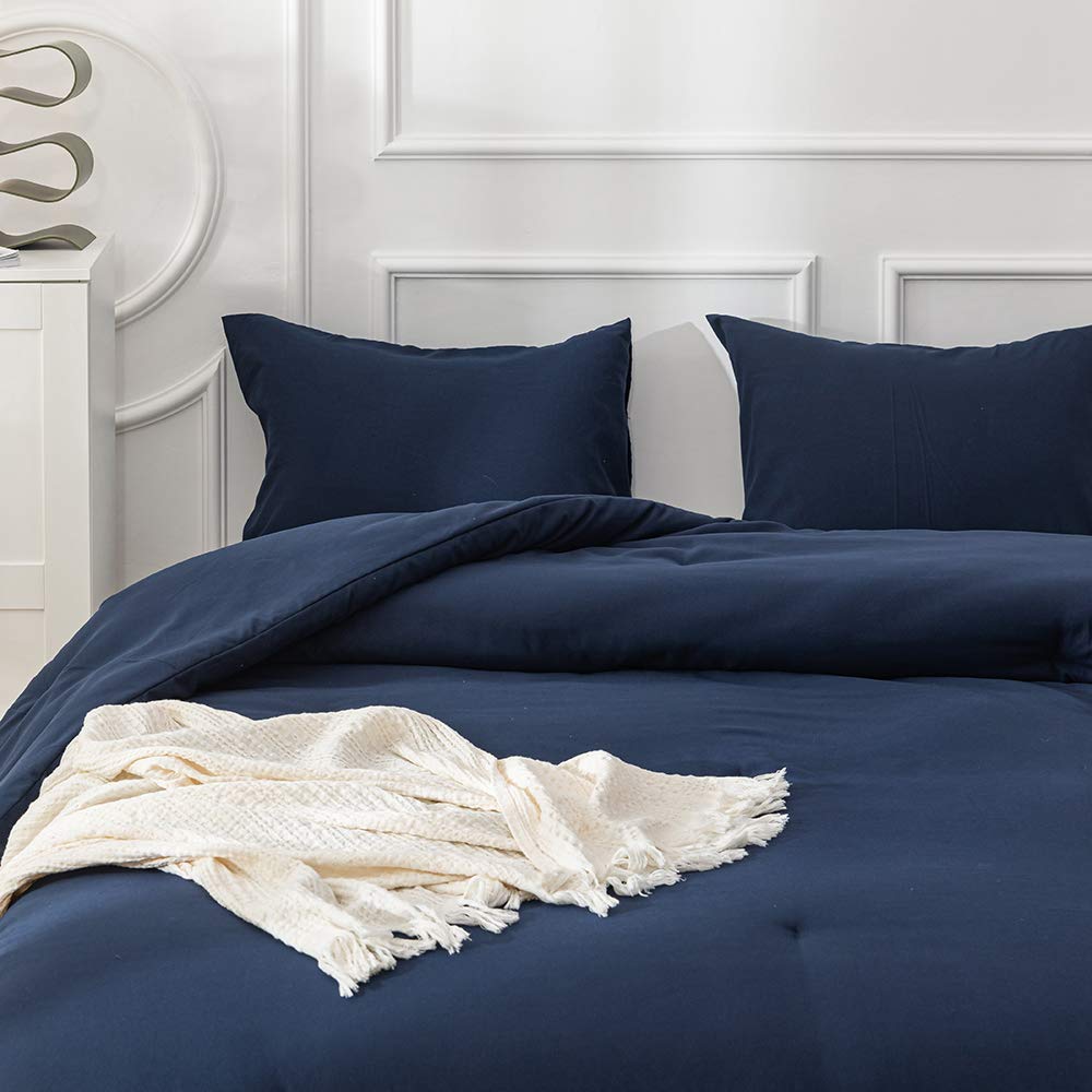 Luxlovery Navy Blue Comforter Set King Size - Soft, Breathable & Lightweight Dark Blue Blanket Quilts for Bedroom - Perfect for All Seasons, Cozy Sleep & Home Decor