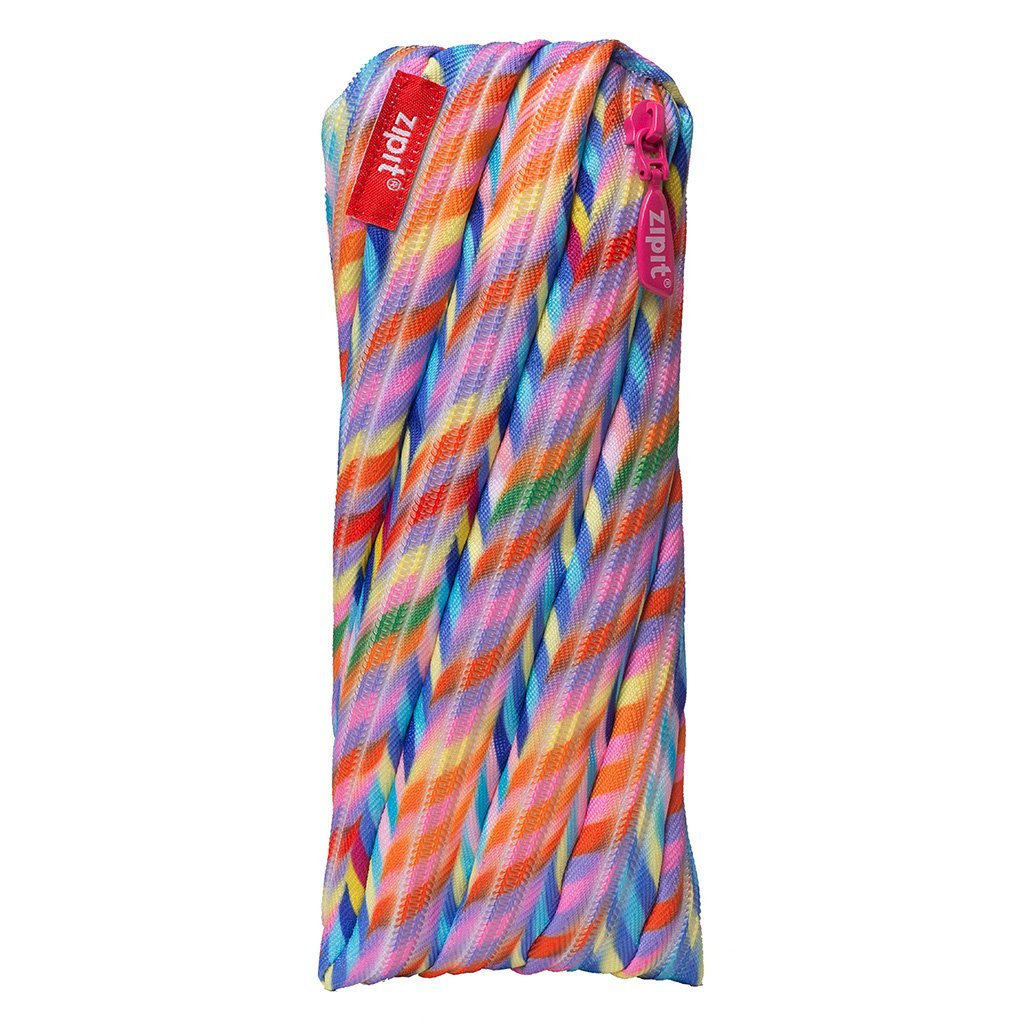 ZIPIT Colorz Pencil Case & Cosmetic Makeup Bag - Striped Design for School, Office & Travel Organization | Durable Zipper Pouch for Pens, Makeup & Essentials