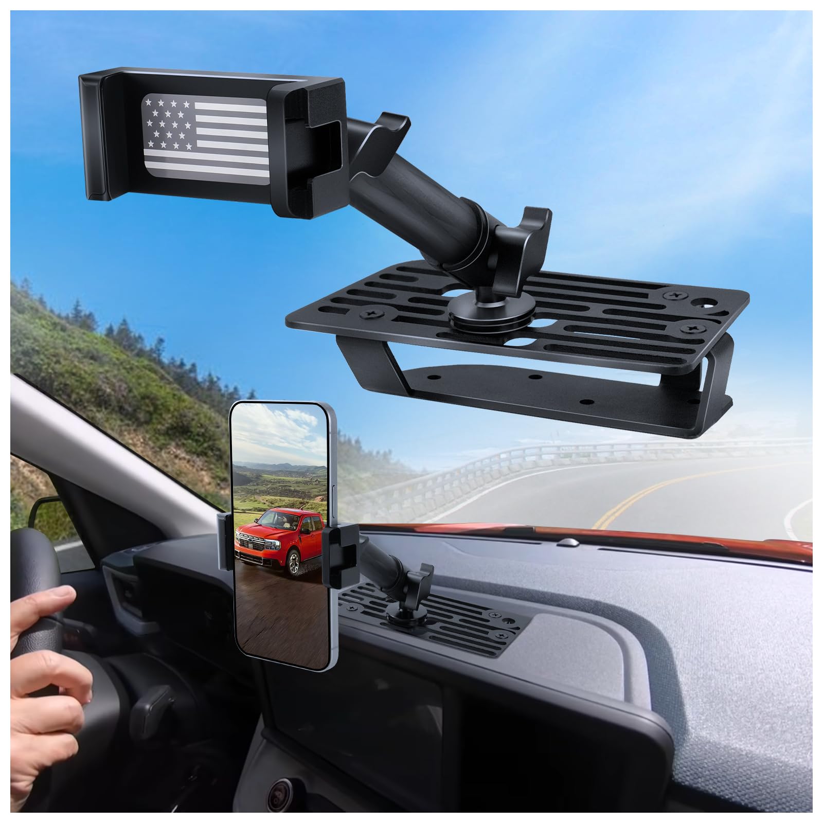 2024 Ford Maverick Phone Holder - Heavy Duty Metal Car Dash Mount for Ford Maverick 2022-2024 Models | Perfect for GPS Navigation & Hands-Free Driving
