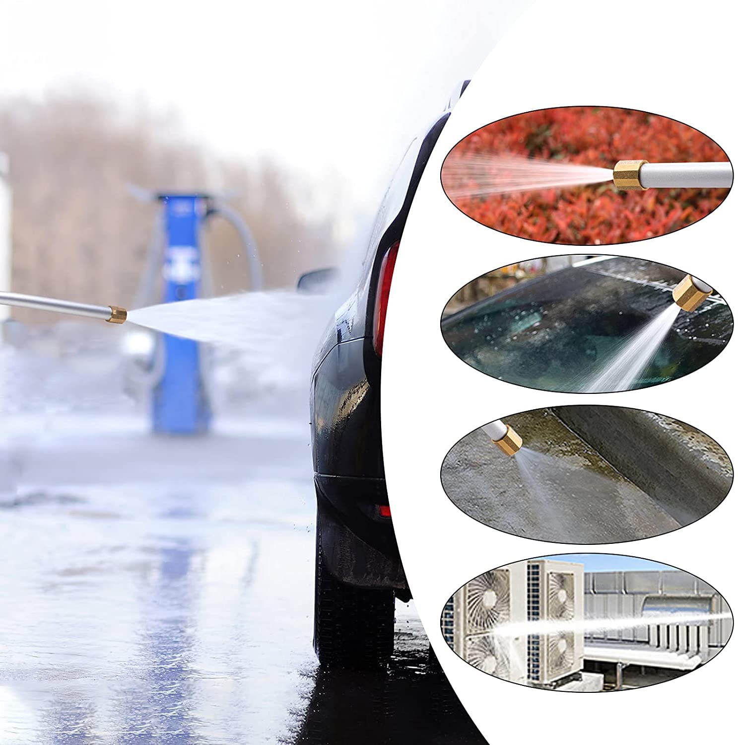 High Pressure Washer Gun with Nozzles - for Outdoor, Car & Deck Cleaning