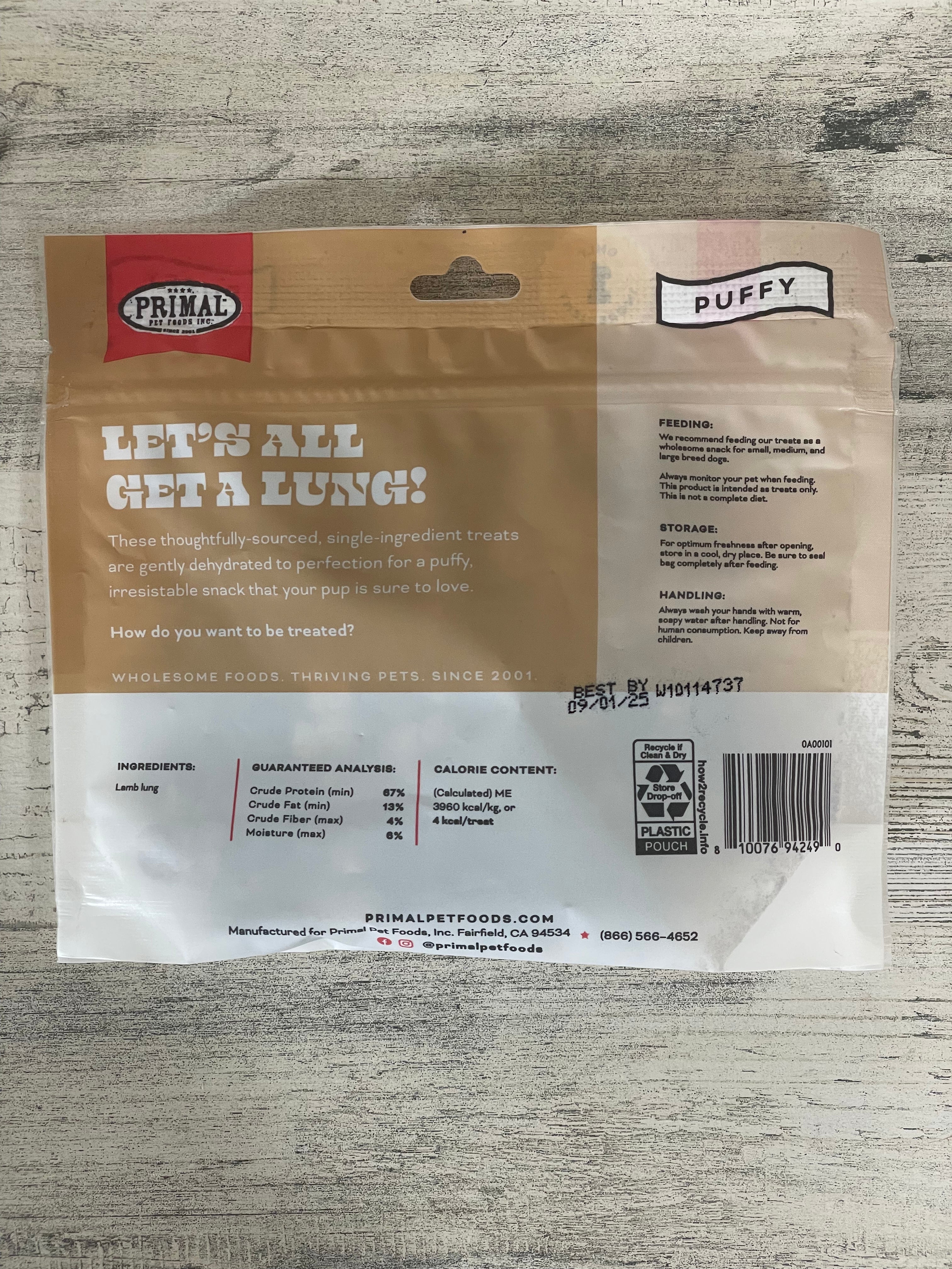 Premium Freeze-Dried Primal Lamb Lung Dog Treats - All-Natural, High-Protein Chews for Training & Dental Health - Perfect for Small, Medium & Large Breeds