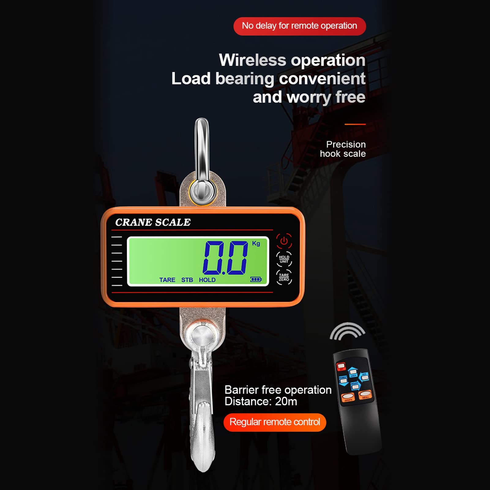 1500kg/3000lb Digital Hanging Scale - Heavy Duty Aluminum Industrial Crane Scale with Remote Control | Portable Electronic Weighing Device for Farm, Fishing, Warehouse & Logistics | Perfect for Livestock, Cargo & Equipment Weighing