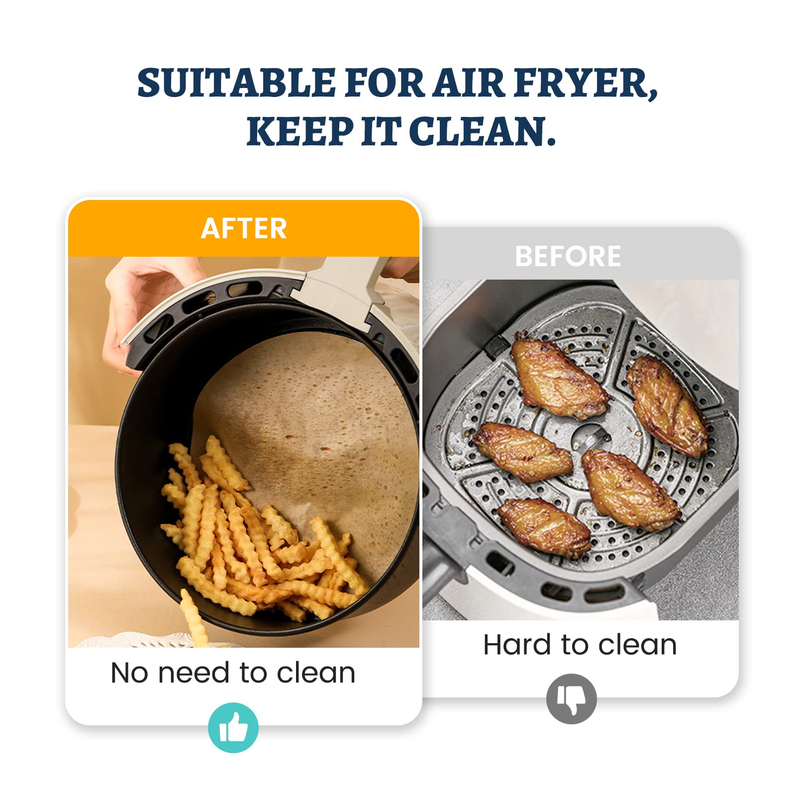 Happy Seal 7.9 Inch 250-Pack Disposable Parchment Paper Rounds - Non-Stick Baking Sheets for Air Fryer, Oven & Microwave - Perfect for Cakes, Cookies & Pastries - Ideal for Home Baking, Meal Prep & Party Desserts