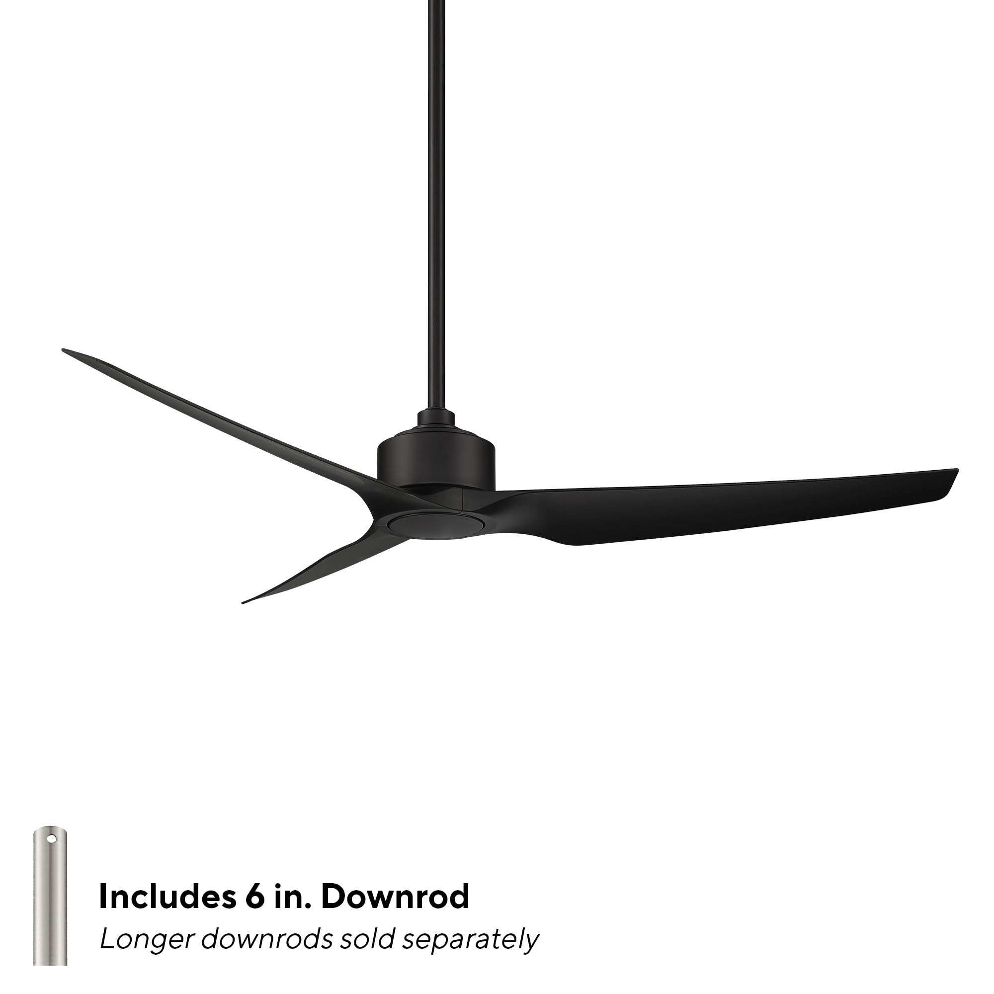 WAC Smart Fans Stella 60-inch Matte Black Ceiling Fan - 3-Blade Indoor/Outdoor Smart Home Fan with Remote Control, Alexa, iOS & Android App Compatibility (No LED Light Kit) - Perfect for Living Rooms, Bedrooms, and Covered Patios