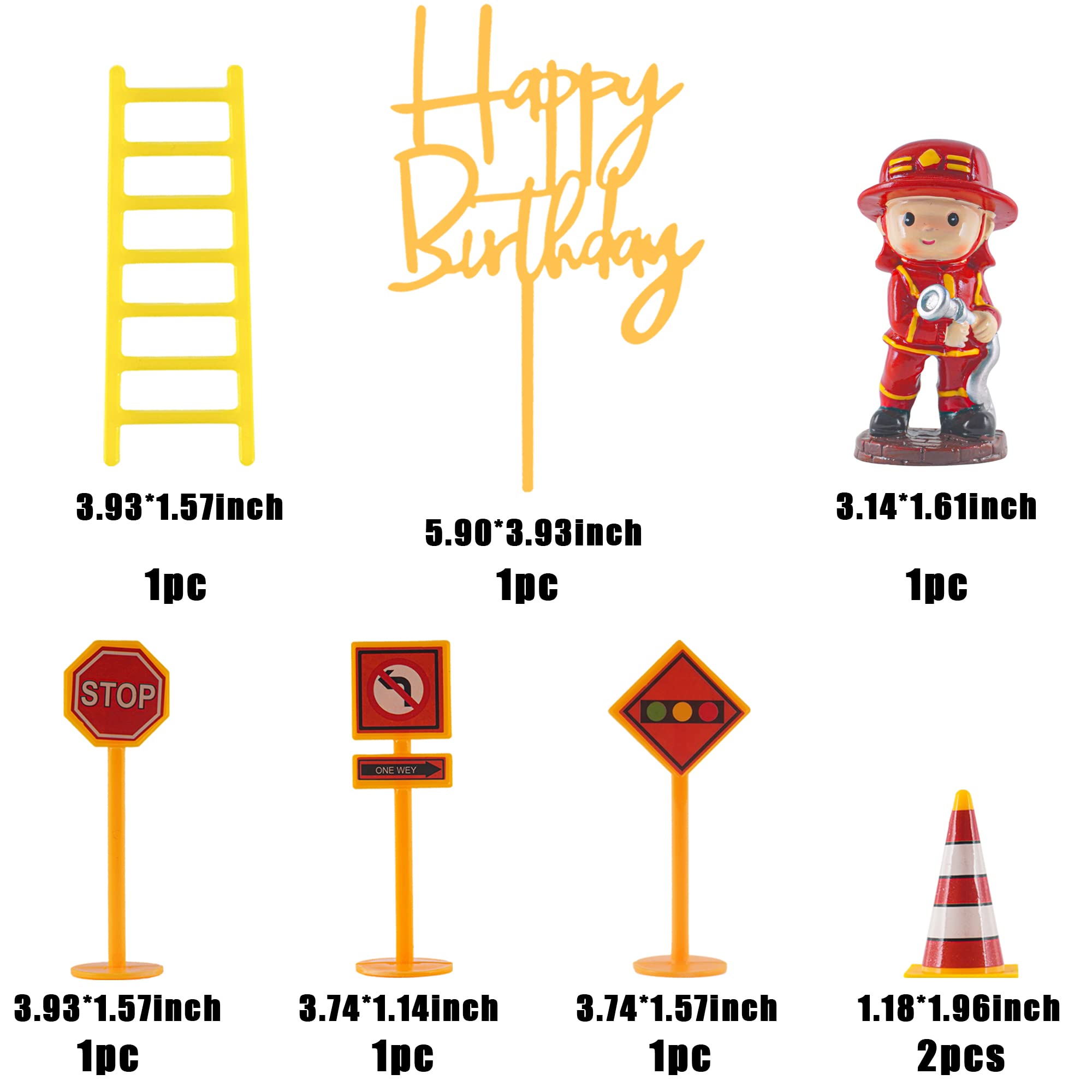 Fire Truck Cake Topper Set - 10PCS Firefighter Themed Birthday Cake Decorations for Baby Shower, Fireman Party & Happy Birthday Celebrations - Perfect for Firefighter Theme Cakes, Cupcakes and Dessert Tables