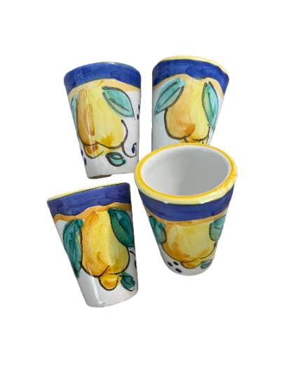 Italian Ceramic Limoncello Shot Glasses Set of 4 - Elegant Lemon-Shaped Drinking Cups for Limoncello, Cocktails & Desserts - Handcrafted in Italy - Perfect for Home Bars, Italian Restaurants & Gift Giving