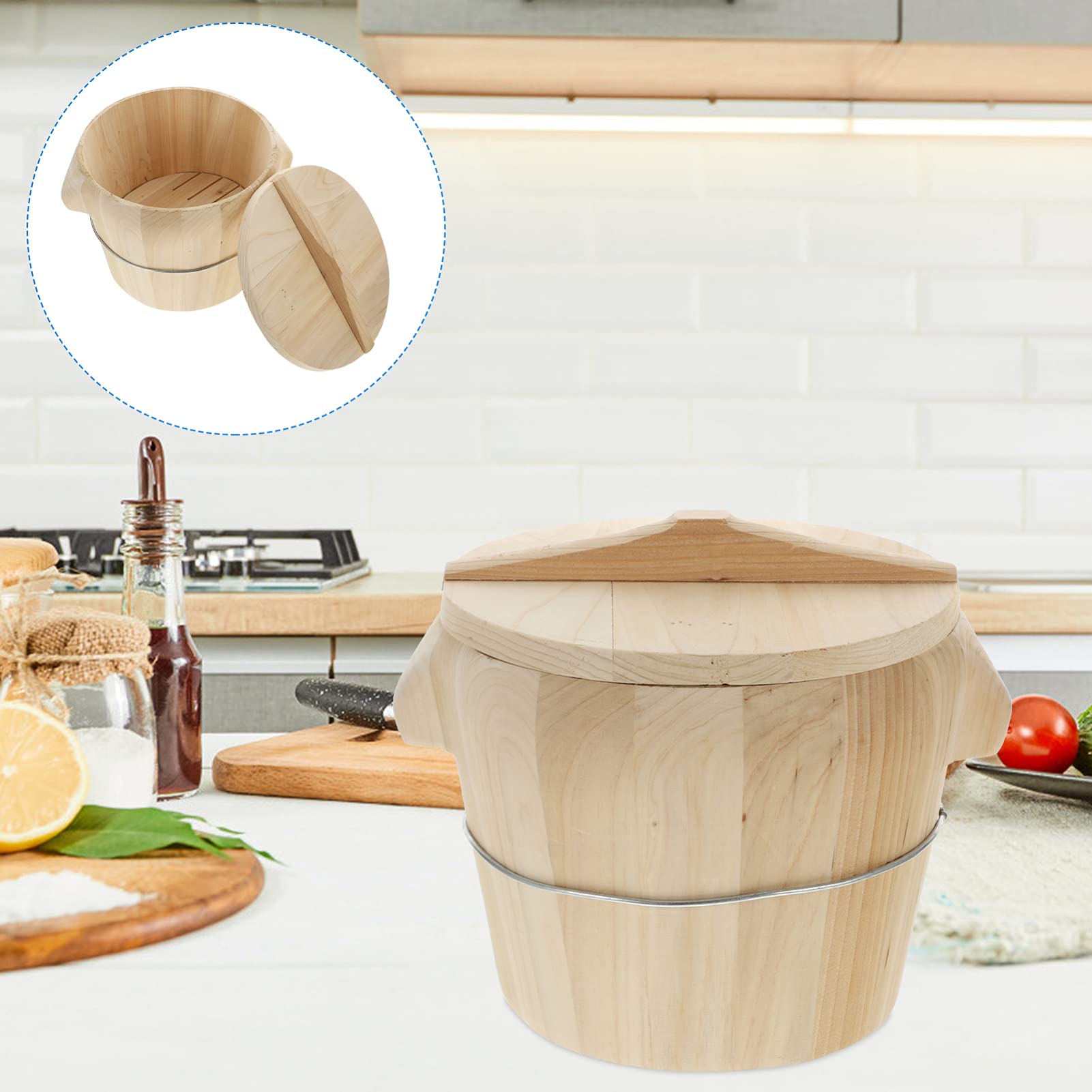 DOITOOL 1-Piece Wooden Steam Basket for Vegetables, Bread & Dumplings - Perfect for Healthy Cooking, Meal Prep & Asian Cuisine