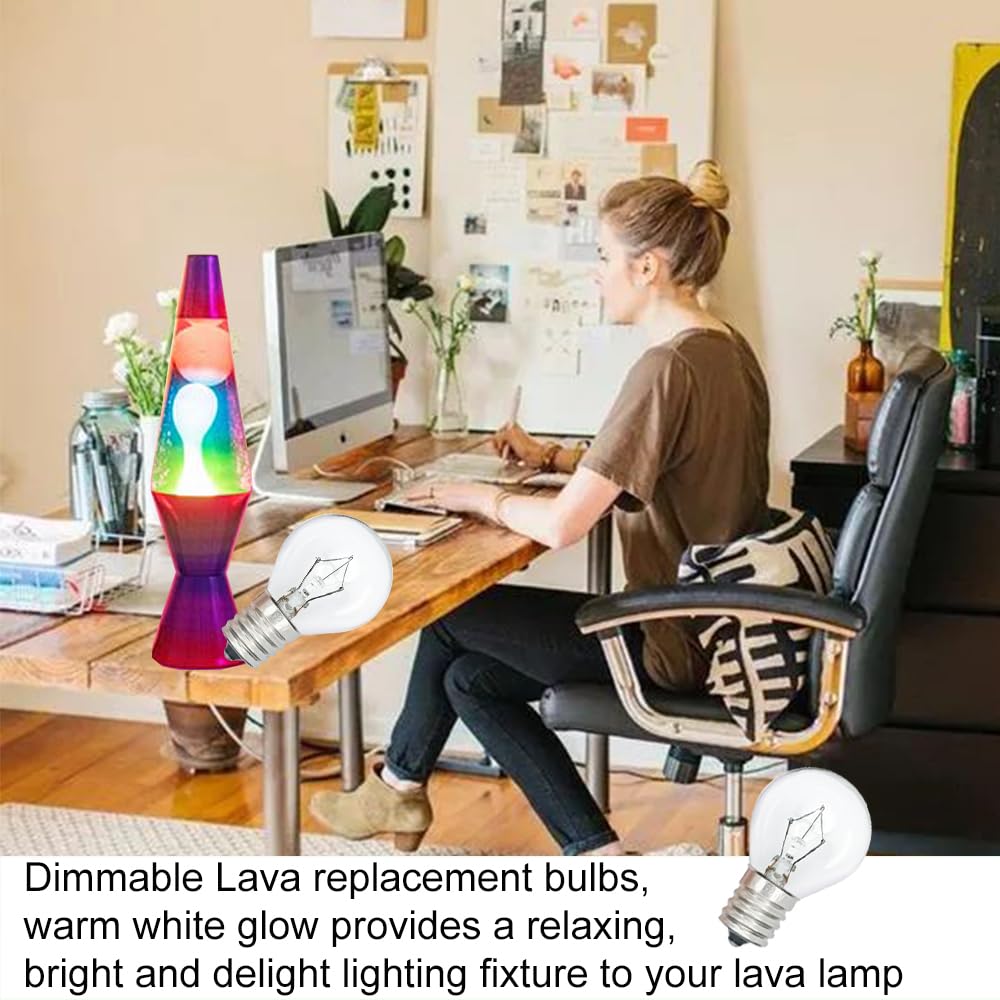 Original Lava Lamp Bulb 25 Watt 6 Pack - S11 E17 Base Replacement Bulbs for 14.5 Inch / 20-Ounce Lava Lamps & Glitter Lamps - 120V Dimmable 2700K Warm White Light Bulbs - Perfect for Home Decor, Mood Lighting & Relaxation Spaces