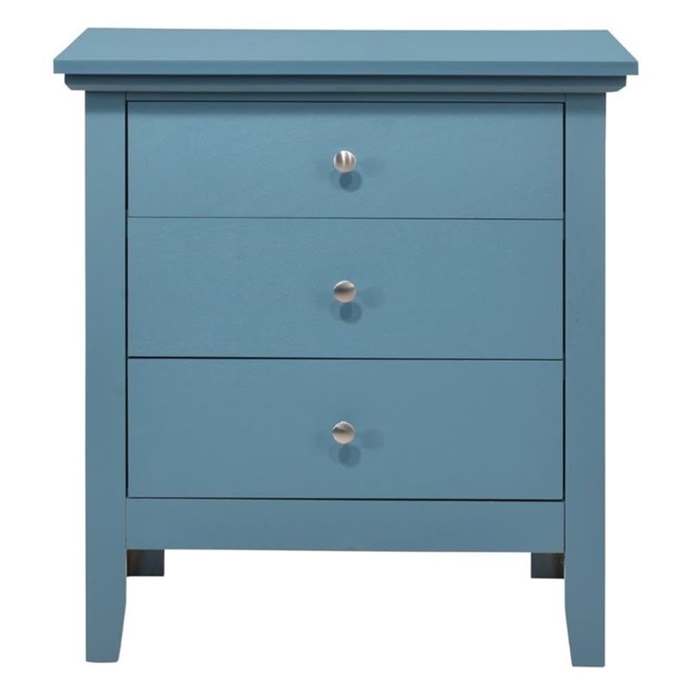 Glory Furniture Hammond 3-Drawer Nightstand in Teal Blue - Modern Bedside Table for Bedroom Storage | Perfect for Small Spaces & Guest Rooms