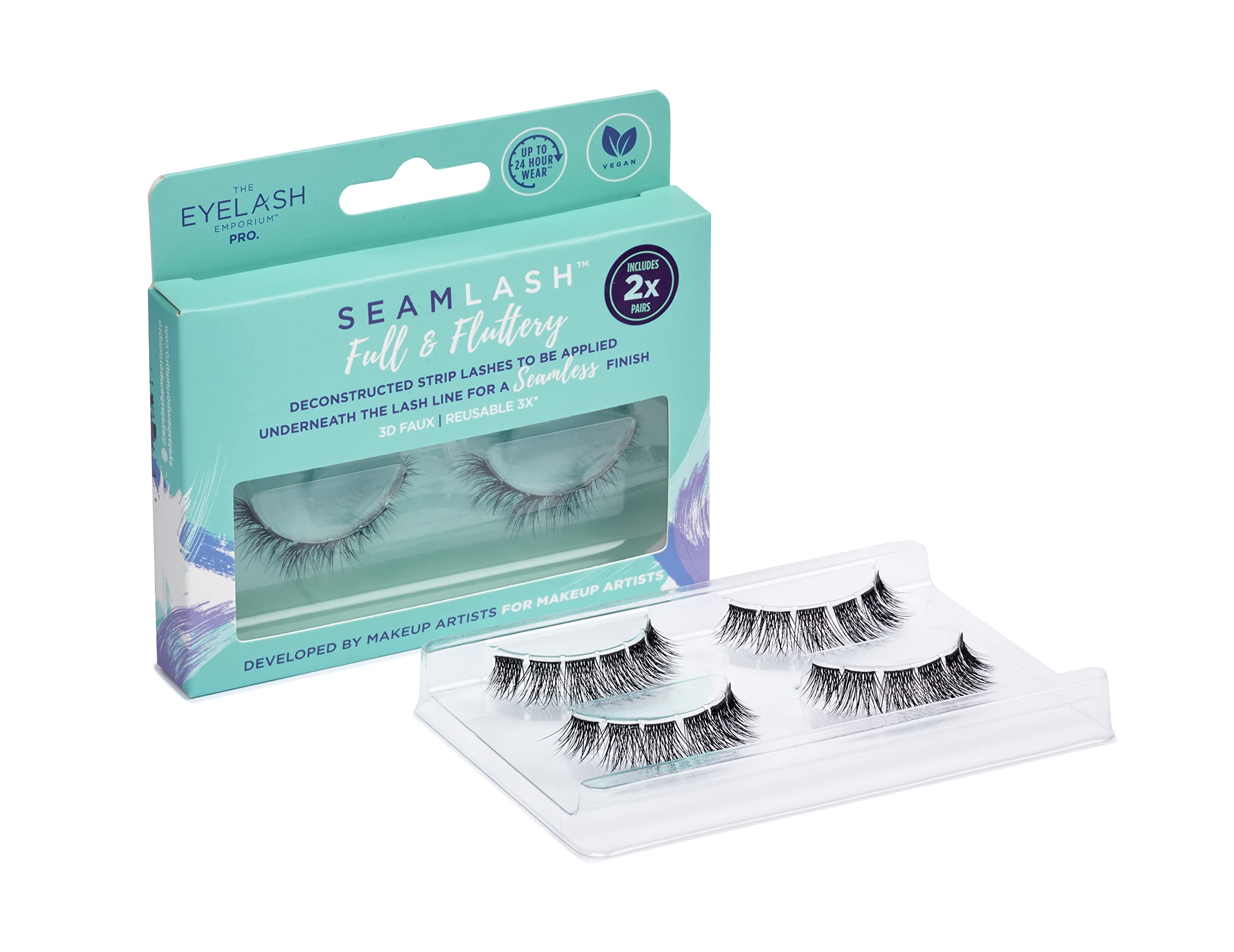 PRO SEAMLASH Deconstructed Strip Lashes - Full & Fluttery Black Eyelash Refill Pack | Natural Look for Daily Wear, Parties & Special Occasions
