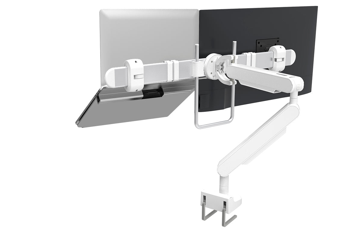Zgo Adjustable Single Arm Monitor Stand with Crossbar for Dual Screen Setup - Perfect for Home Office, Gaming, and Workspace Ergonomics