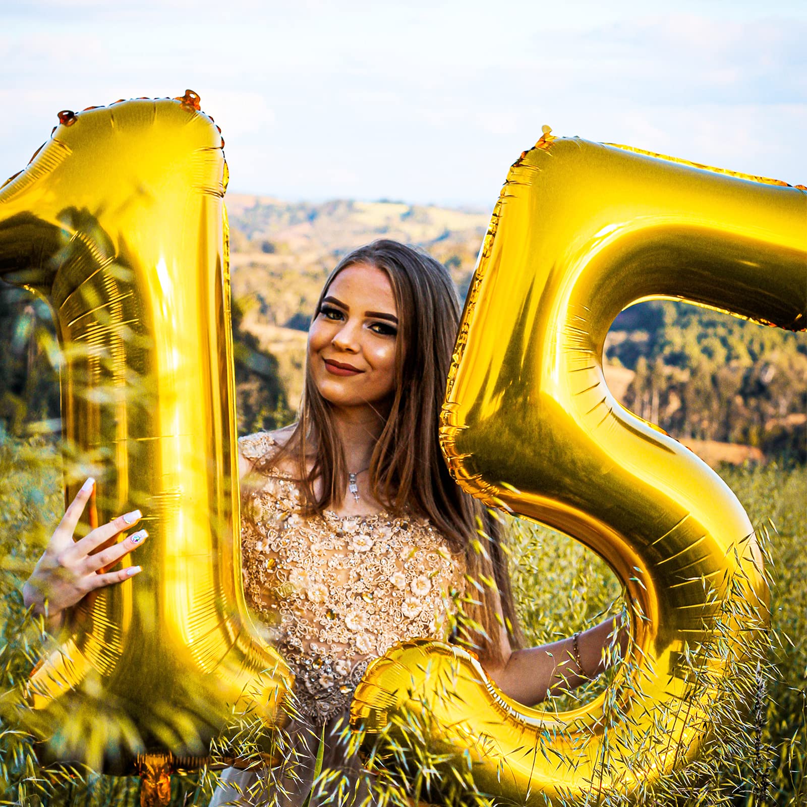 40 Inch Gold Number 9 Balloons for Birthday Party Decorations - Large Foil Balloon for Anniversary, Graduation, Baby Shower & Special Events