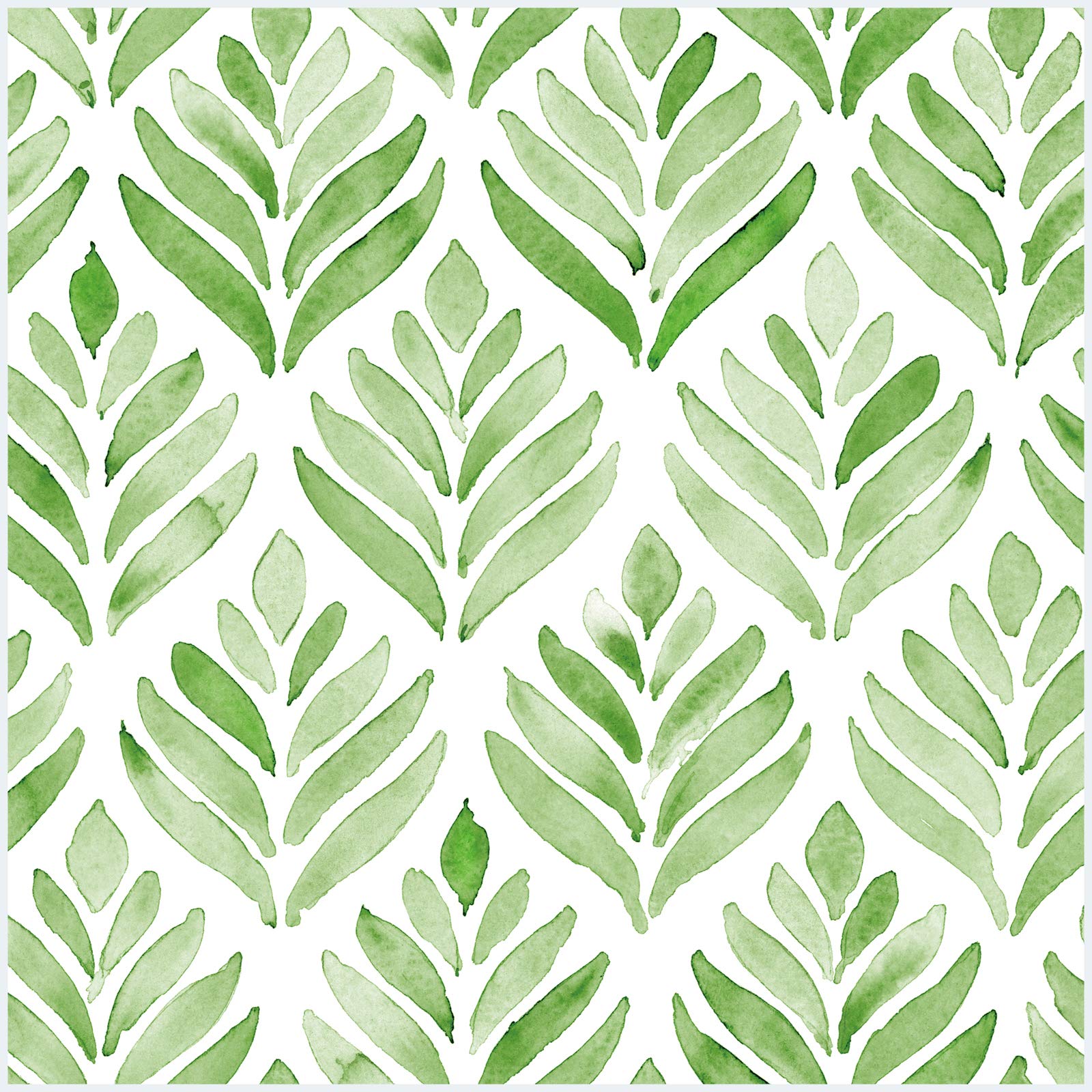 HAOKHOME Boho Peel and Stick Wallpaper - Watercolor Tulip Leaves Green/White Removable Self-Adhesive Wallpaper for Bathroom, Corridor & Home Decor (17.7in x 32.8ft) - Easy DIY Home Improvement & Nursery Wall Covering