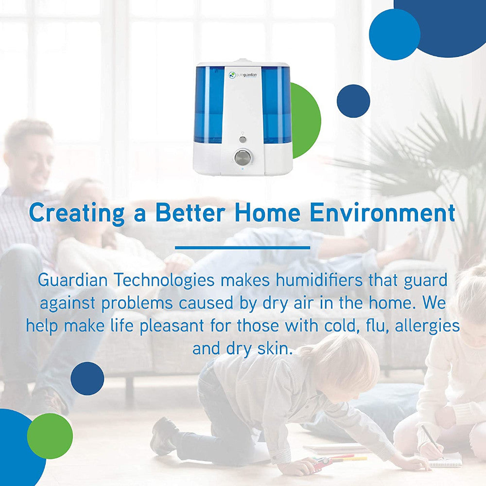 PURE GUARDIAN H1175FL Ultrasonic Cool Mist Humidifier - Certified Refurbished with Home Essentials Warranty | Perfect for Bedroom, Nursery & Office Air Moisturizing