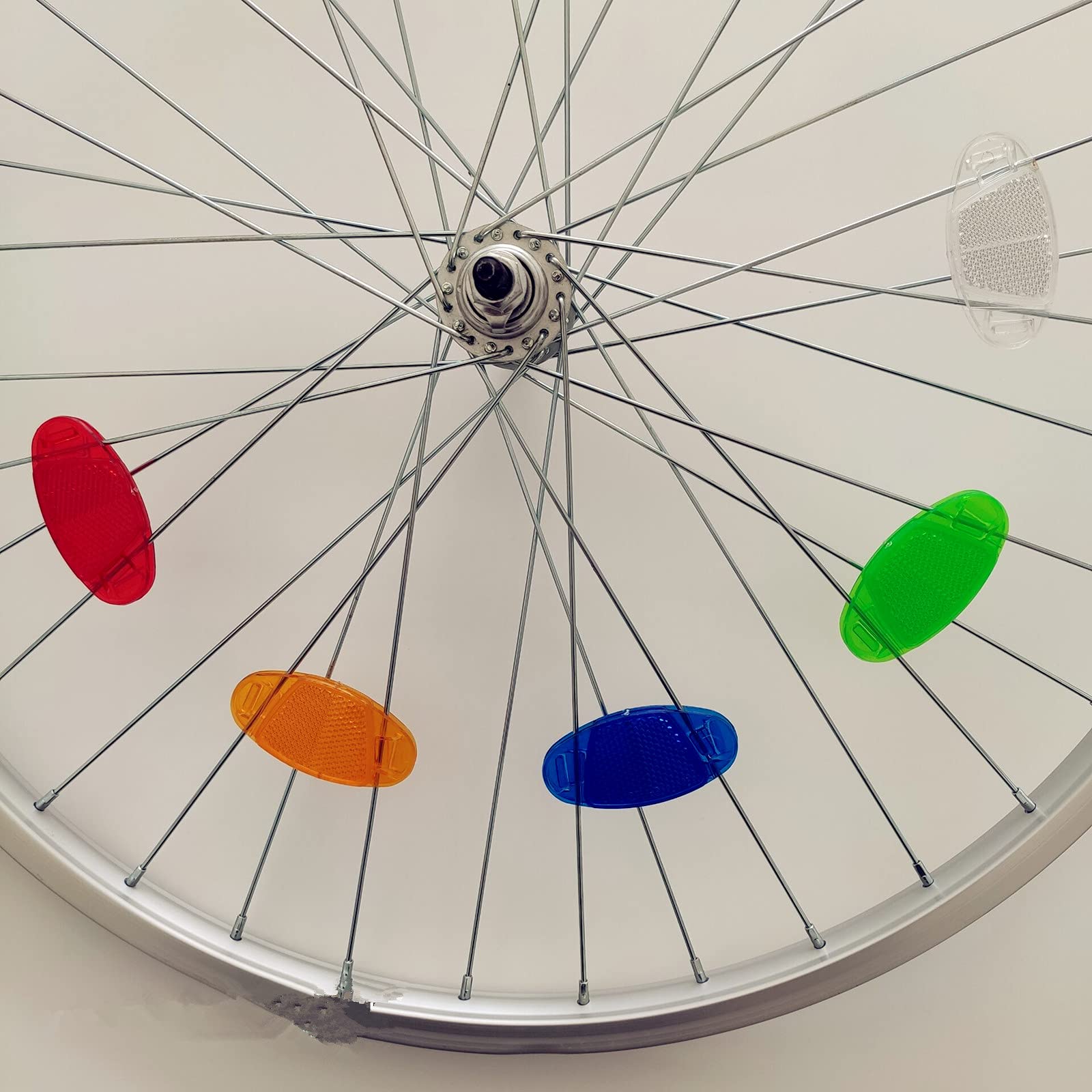 8-Piece Oval Reflector Bicycle Spoke Wheel Accessories - High Visibility Safety Reflectors for Mountain Bikes, Road Bikes & Commuting - Blue Warning Lights for Night Riding & Cycling Safety