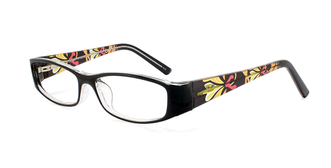 Stylish Thin Patterned Rectangle Eyeglass Frames S7117 - Lightweight & Trendy for Women & Men - Perfect for Reading, Work, and Fashion Accessories