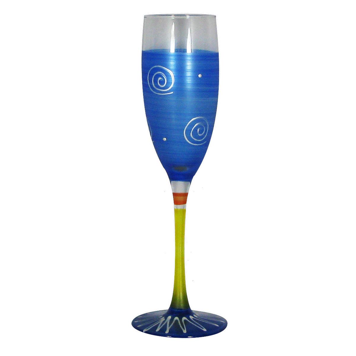 Set of 2 Hand-Painted Dark Blue & White Champagne Flutes - 5.75 Oz Elegant Glassware for Weddings, Parties & Romantic Dinners