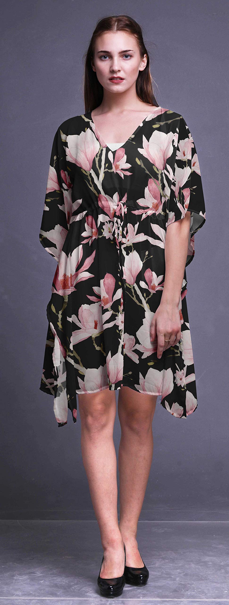 Bimba Women's Short Caftan Midi Dress - Beach Cover Up, Swimwear Dress, Boho Kaftan for Poolside, Vacation & Summer Outfits