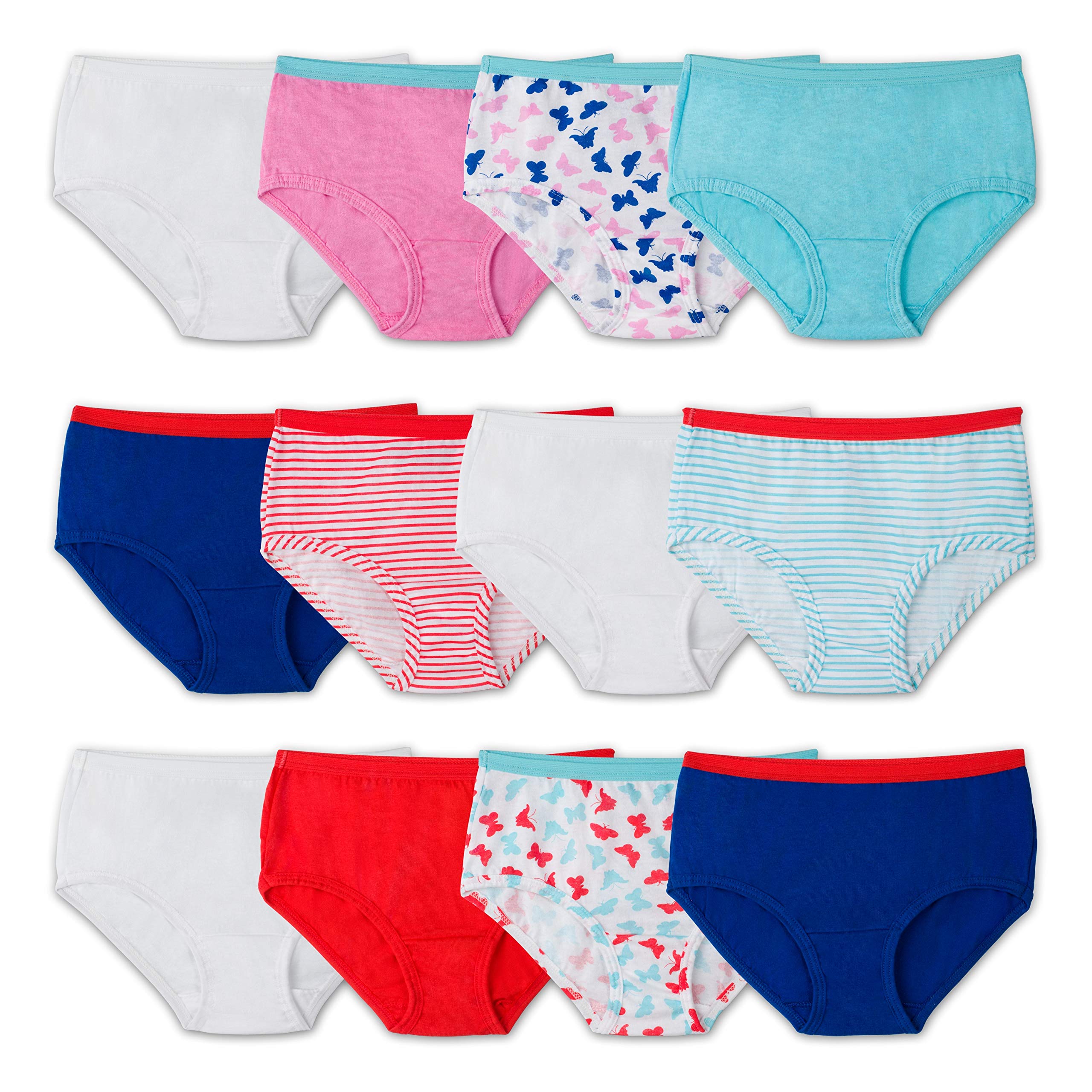 Fruit of the Loom Girls' Cotton Underwear Pack of 12 - Soft Breathable Briefs for Toddlers & Kids - Perfect for School, Play & Everyday Comfort