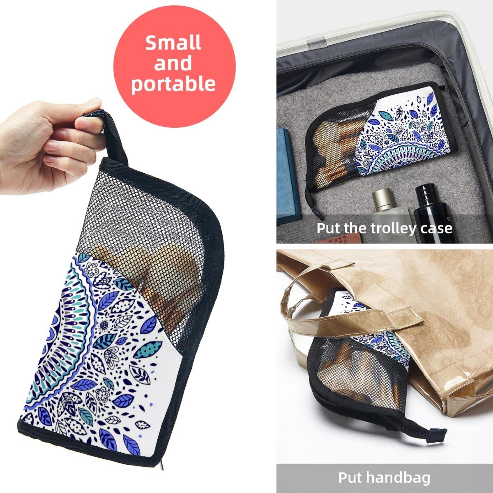 12-Piece Makeup Brush Organizer Bag with Bohemian Mandala Leaf Design - Portable Cosmetic Brush Holder Case for Travel & Home Storage