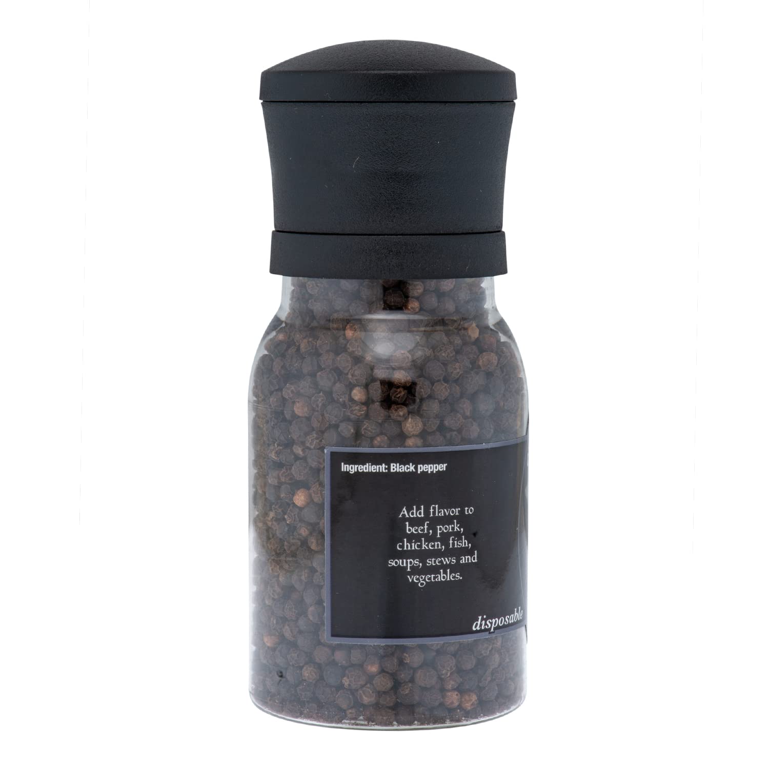 Olde Thompson Premium Black Pepper Grinder - 4.9 oz Refillable Glass Bottle with Adjustable Coarseness - Perfect for Kitchen, Dining Table & Gourmet Cooking