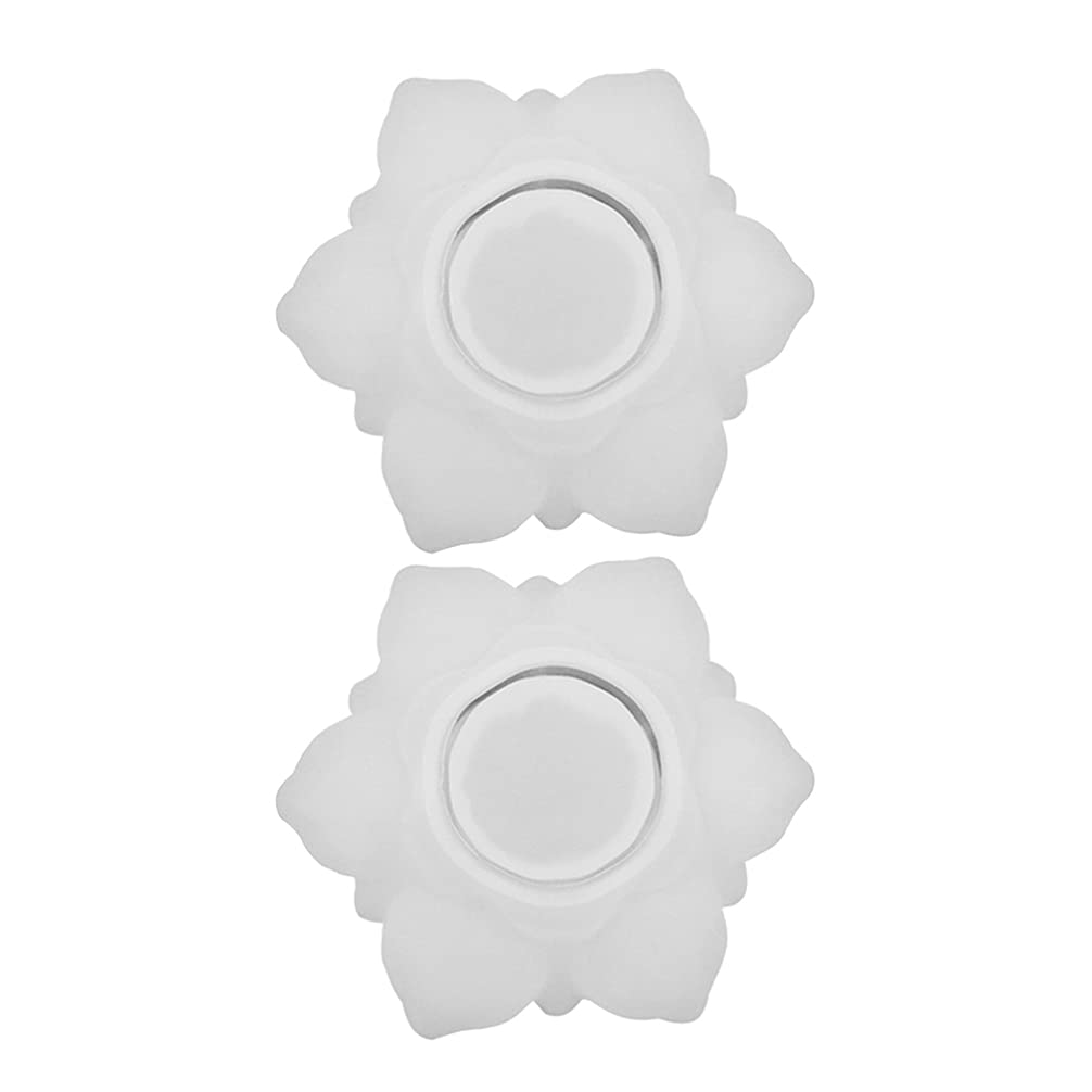 Uonlytech 2-Piece Silicone Candle Holder Molds - Lotus Flower Tealight Candle Molds for DIY Resin Crafts, Home Decor & Wedding Centerpieces