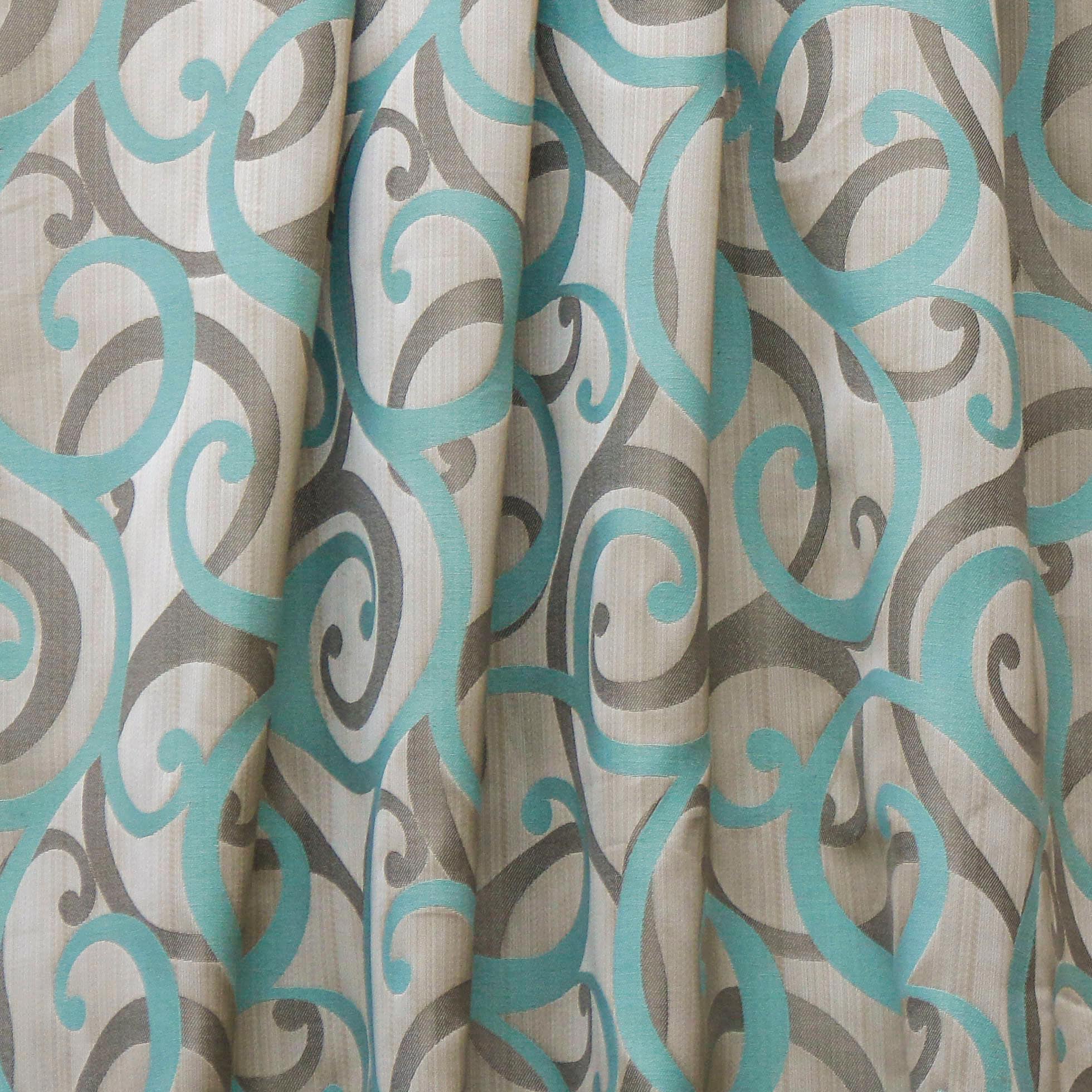Aqua Scrolls Jacquard Fabric By The Yard - Premium Decorative Upholstery & Drapery Material for Home Decor, DIY Projects, and Fashion Design