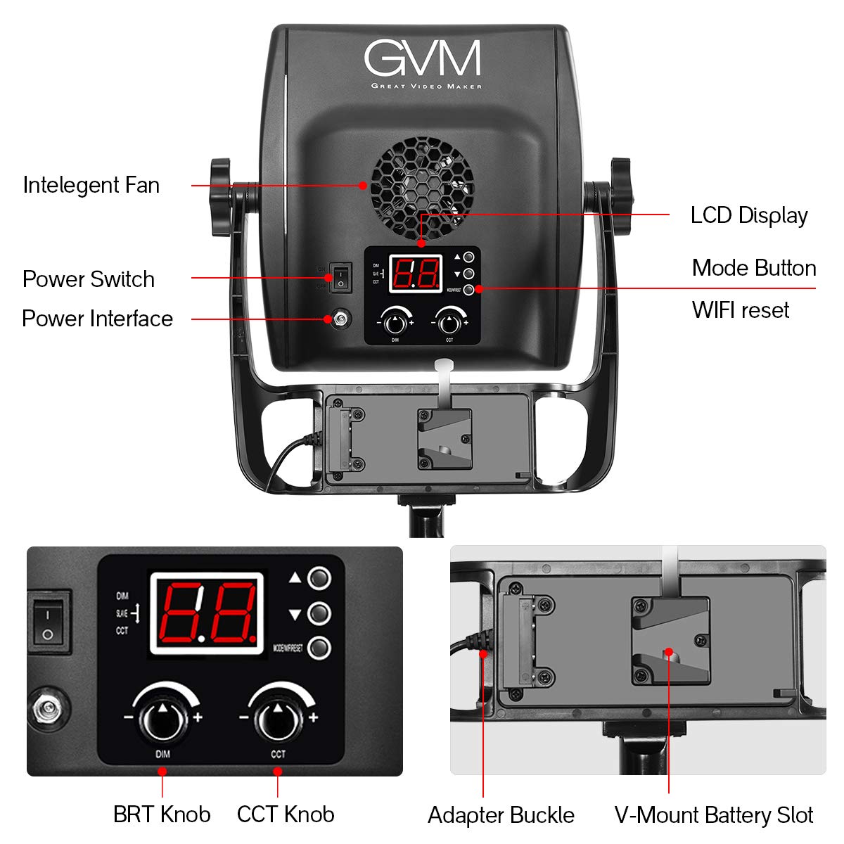 GVM LT-50S-B3L 50W Dimmable Bi-Color LED Video Light Panel Kit (3-Pack) with Tripods, 3200K-5600K, CRI 97+, APP Control - Professional Studio Lighting for YouTube, Photography, Live Streaming & Video Production